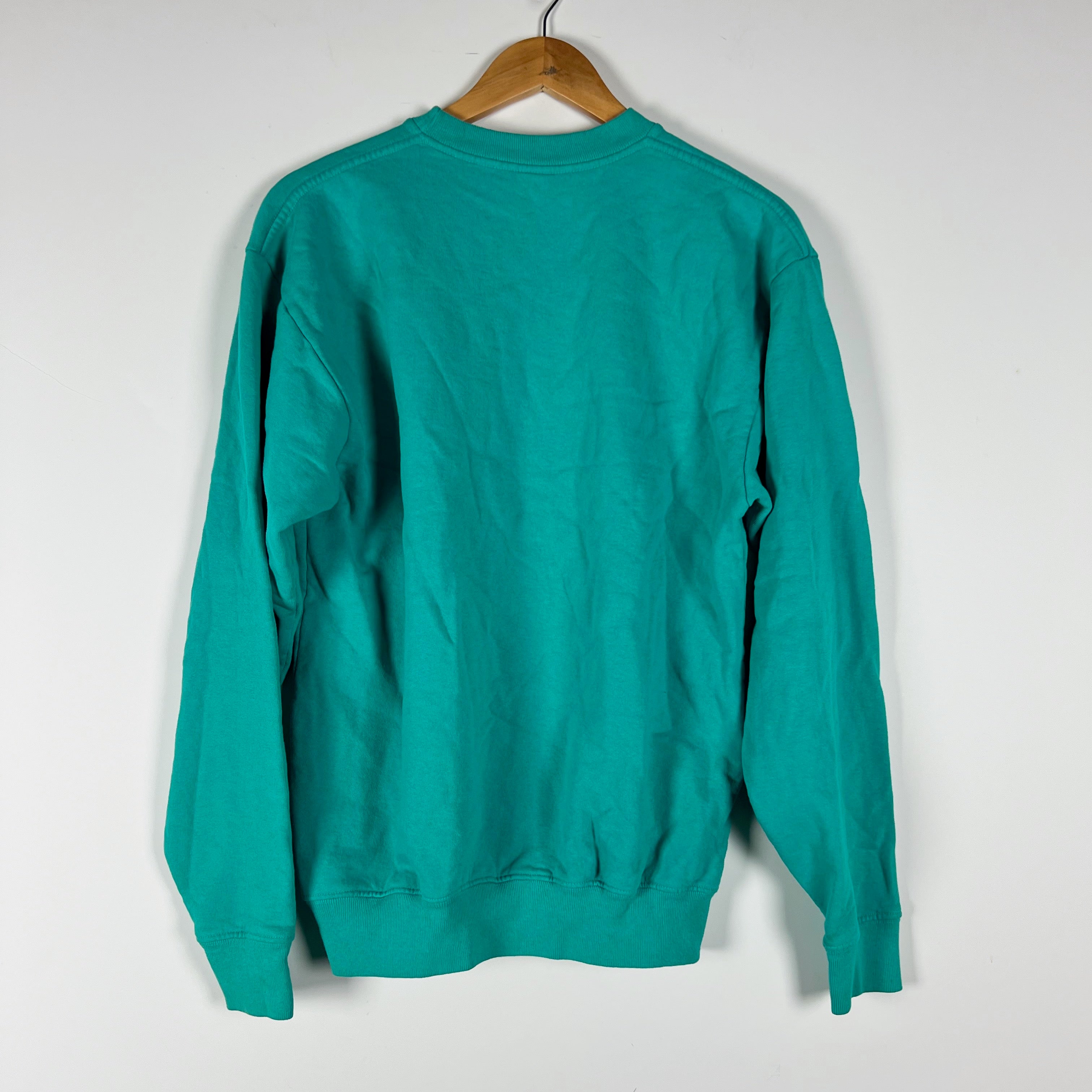 Sporty & Rich Health & Wellness Cotton Fleece Graphic Crewneck Sweater Turquoise