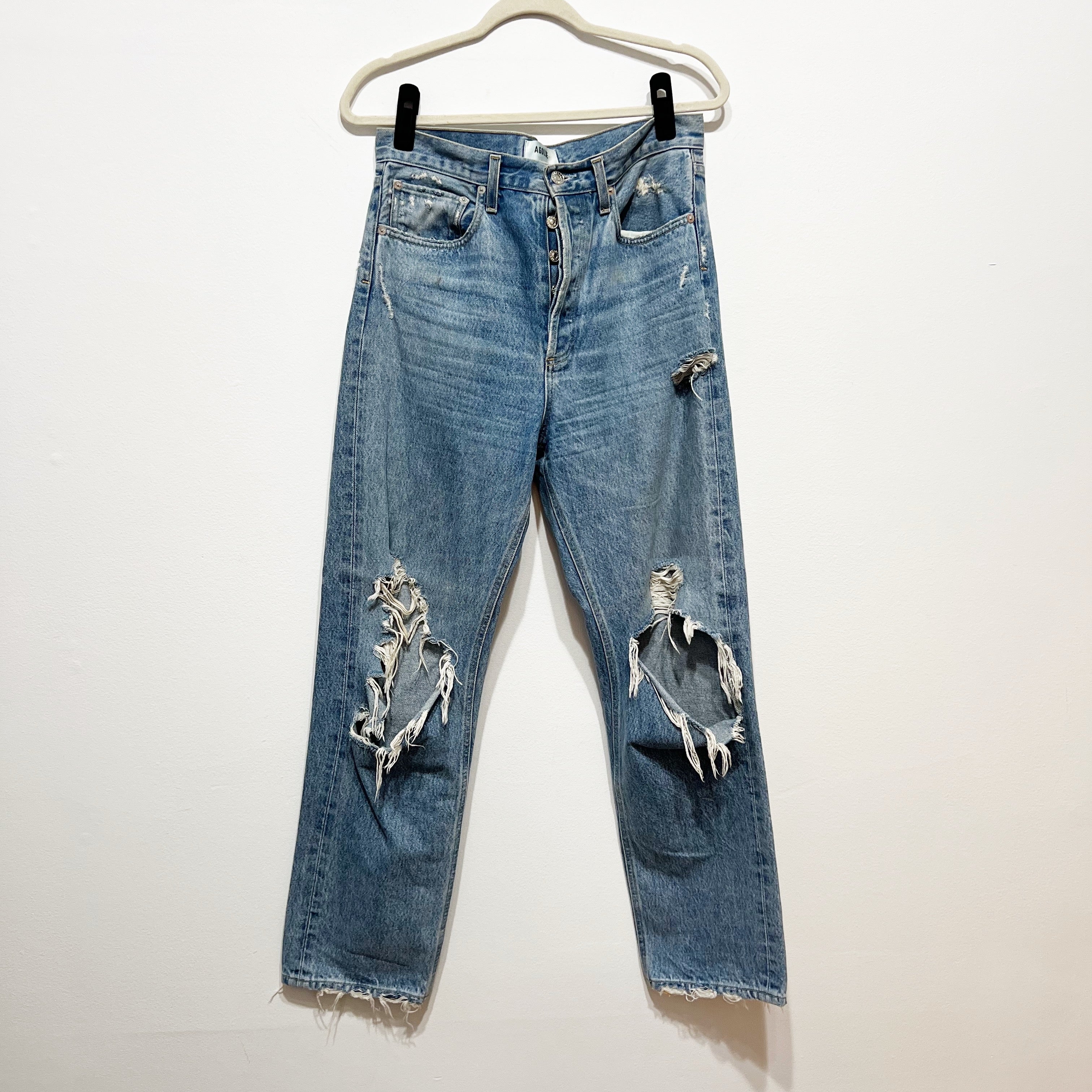 Agolde Women's 90s Mid Rise Loose Fit Distressed Cotton Denim Jeans 27