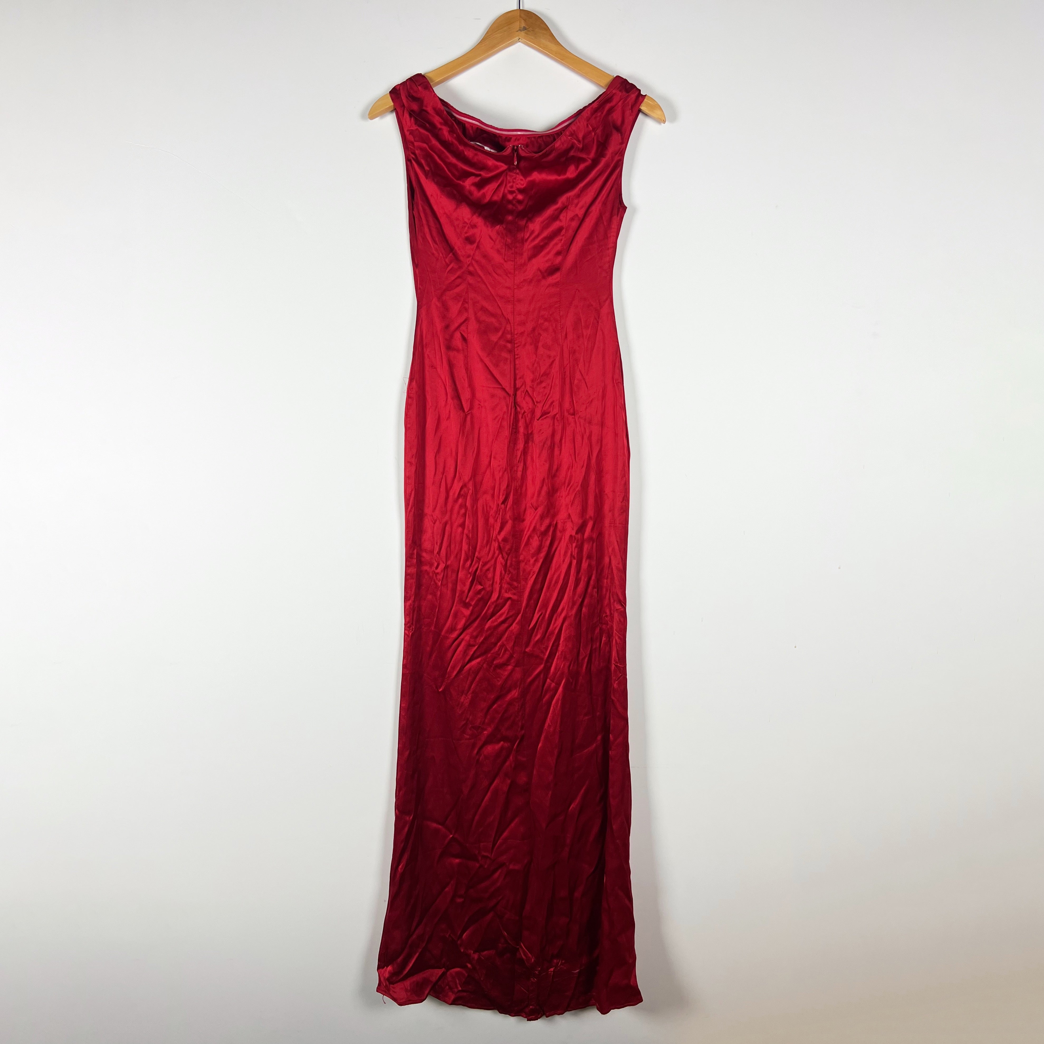 Lovers And Friends Mariam Red Satin Off The Shoulder Column Midi Dress XS
