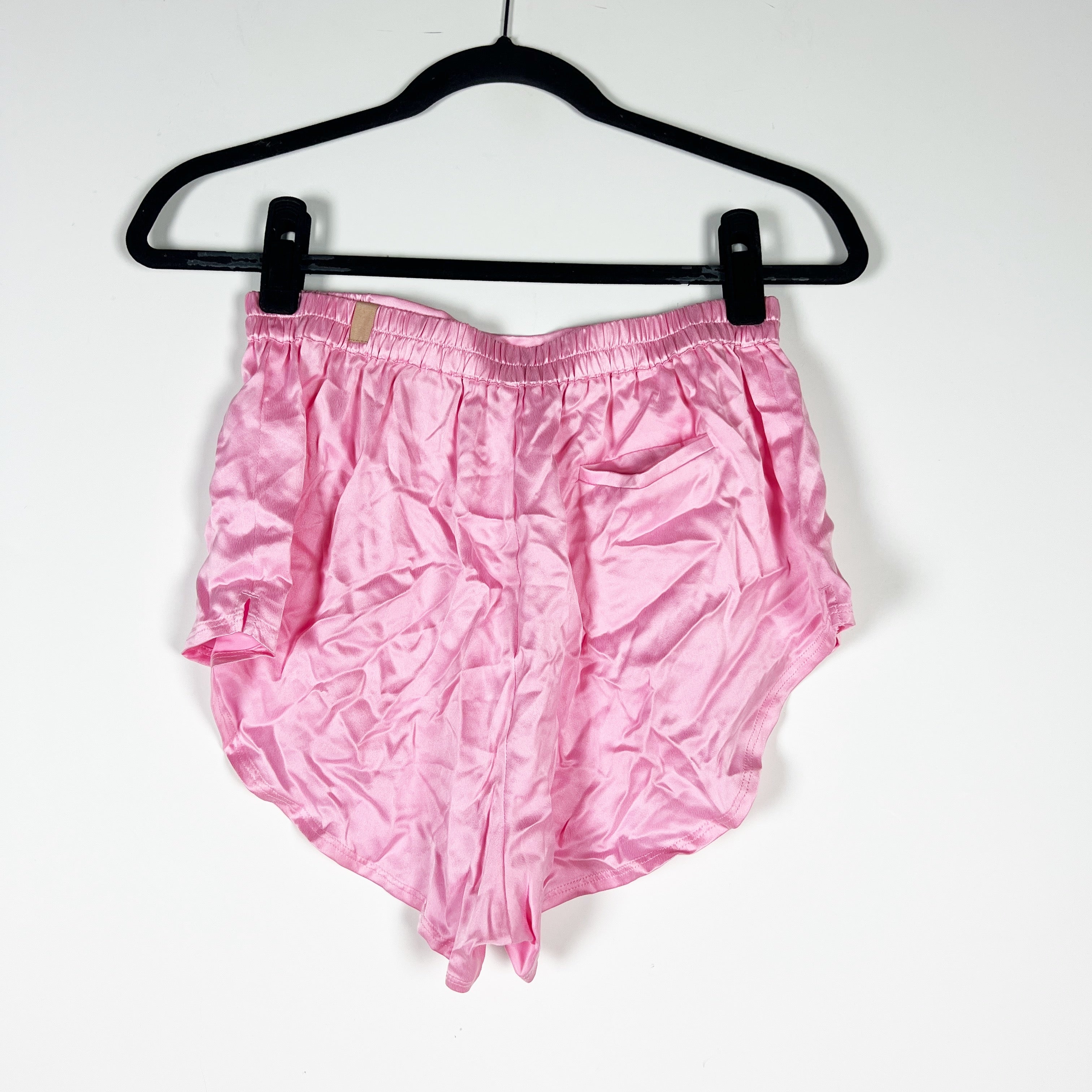Lunya Washable Silk Satin High Rise Cut Mini Lounge Pajama Shorts Pink XS