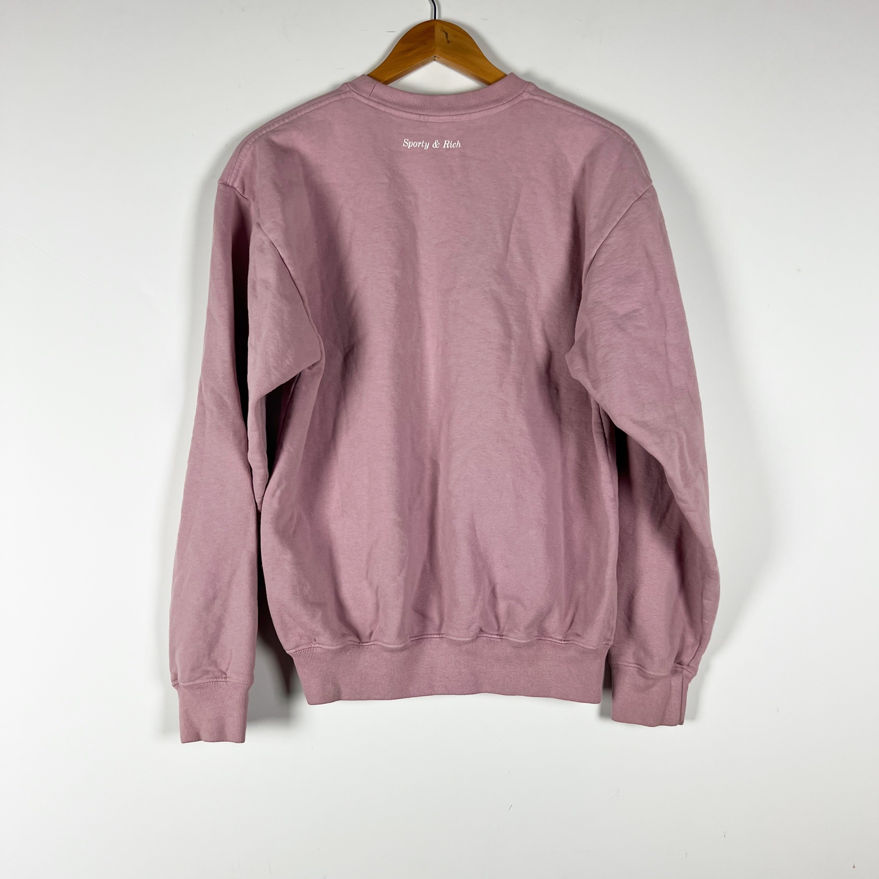 Sporty & Rich Be Nice Graphic Print Cotton Crew Neck Sweatshirt Sweater Mauve XS