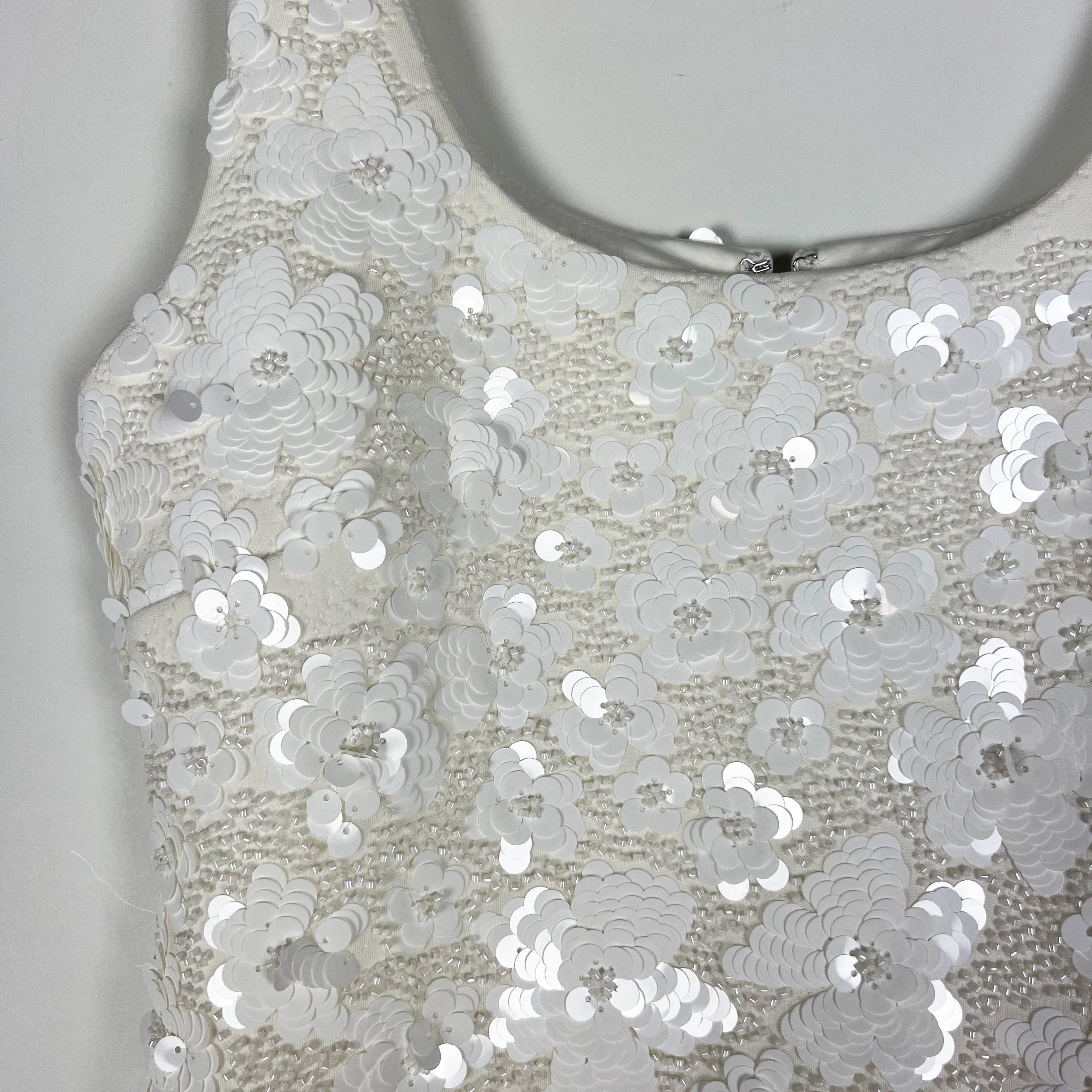 NEW Michael Kors Floral Sequin Floral Embellished Stretch Scuba Mini Dress XS