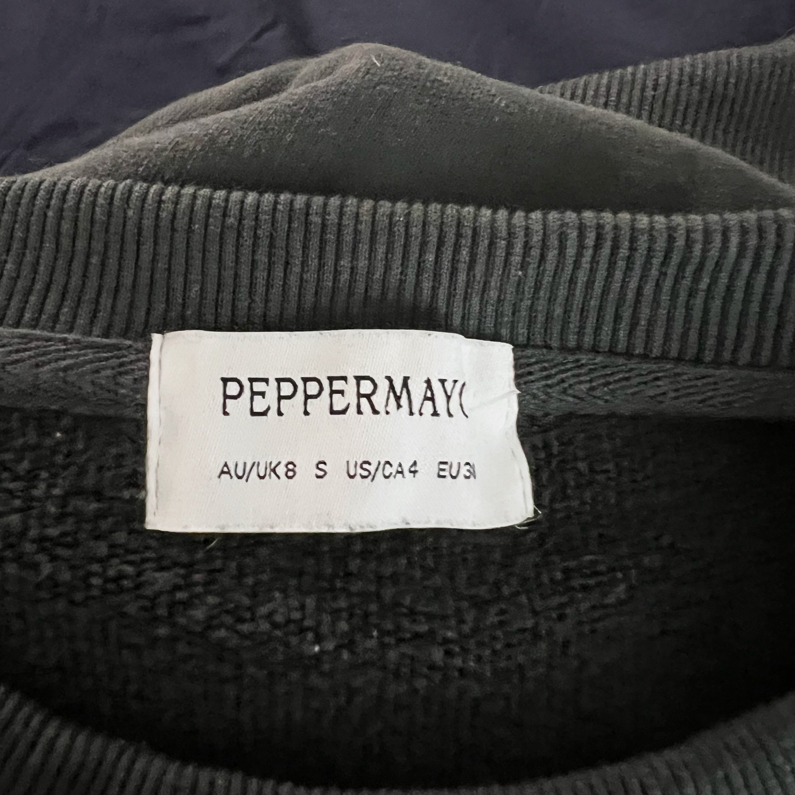 Peppermayo Signature Oversized Cotton Logo Embroidered Sweatshirt Charcoal Gray
