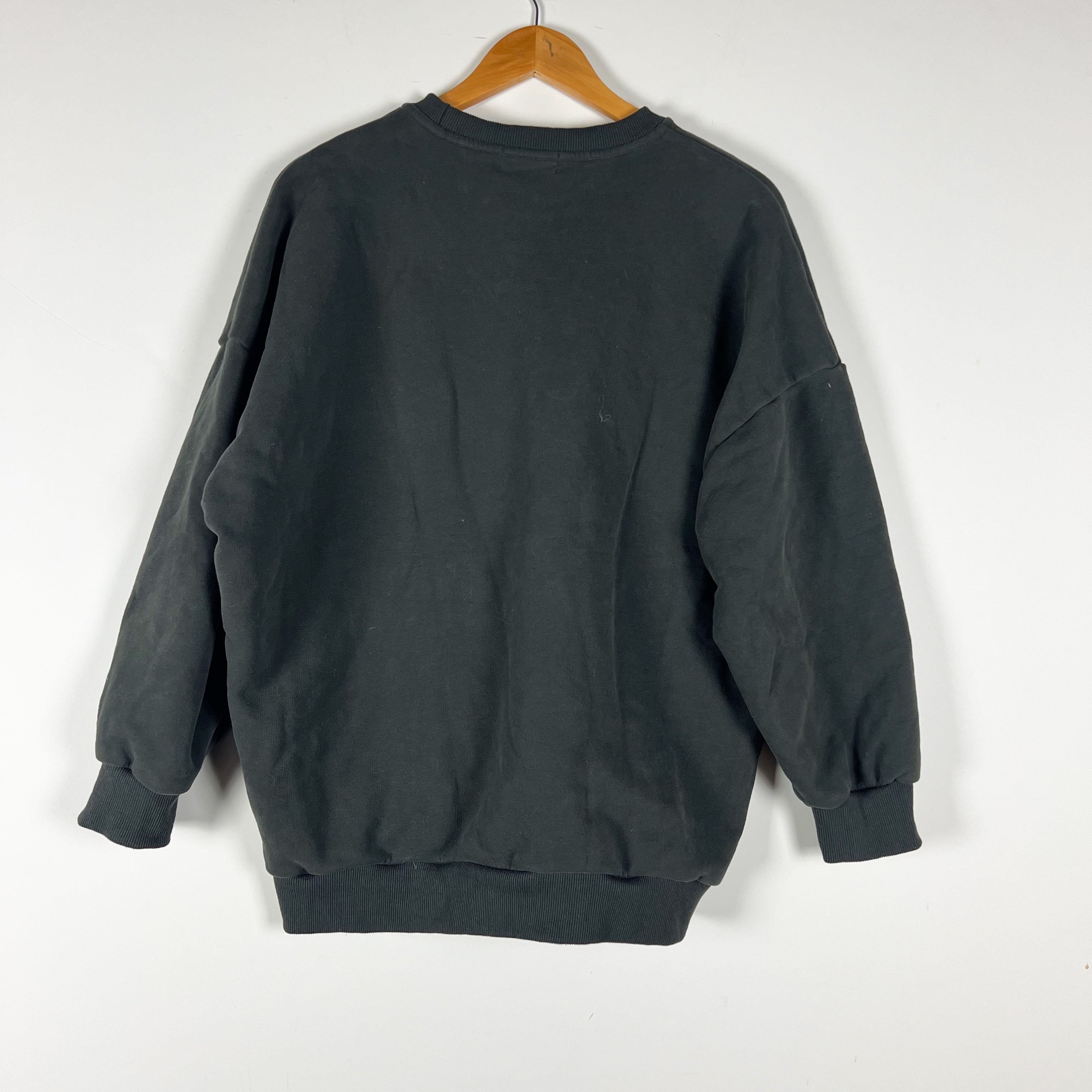 Peppermayo Signature Oversized Cotton Logo Embroidered Sweatshirt Charcoal Gray
