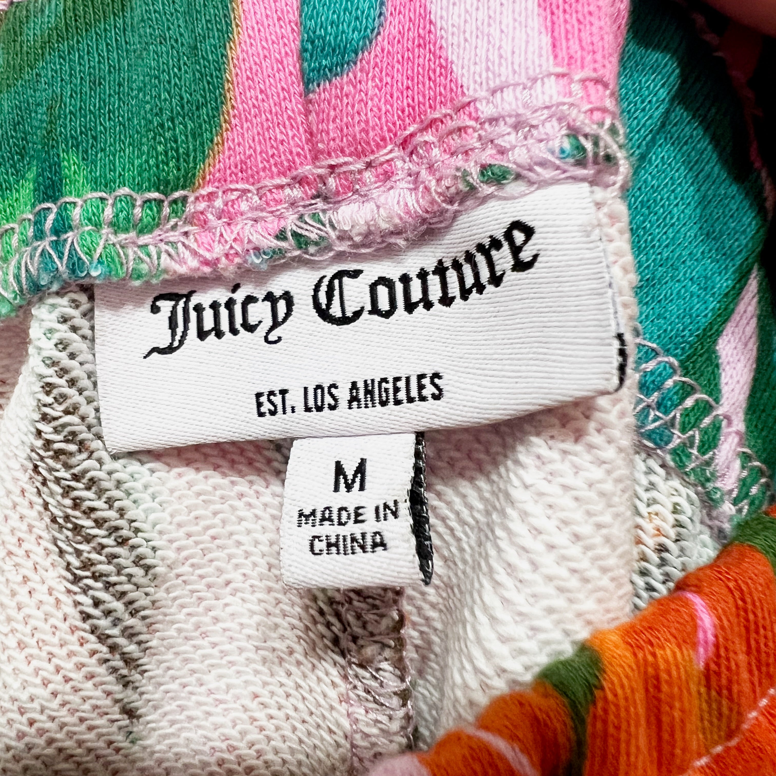 Juicy Couture Women's Cotton Terry Lined Floral Flower Print Pattern Mini Shorts