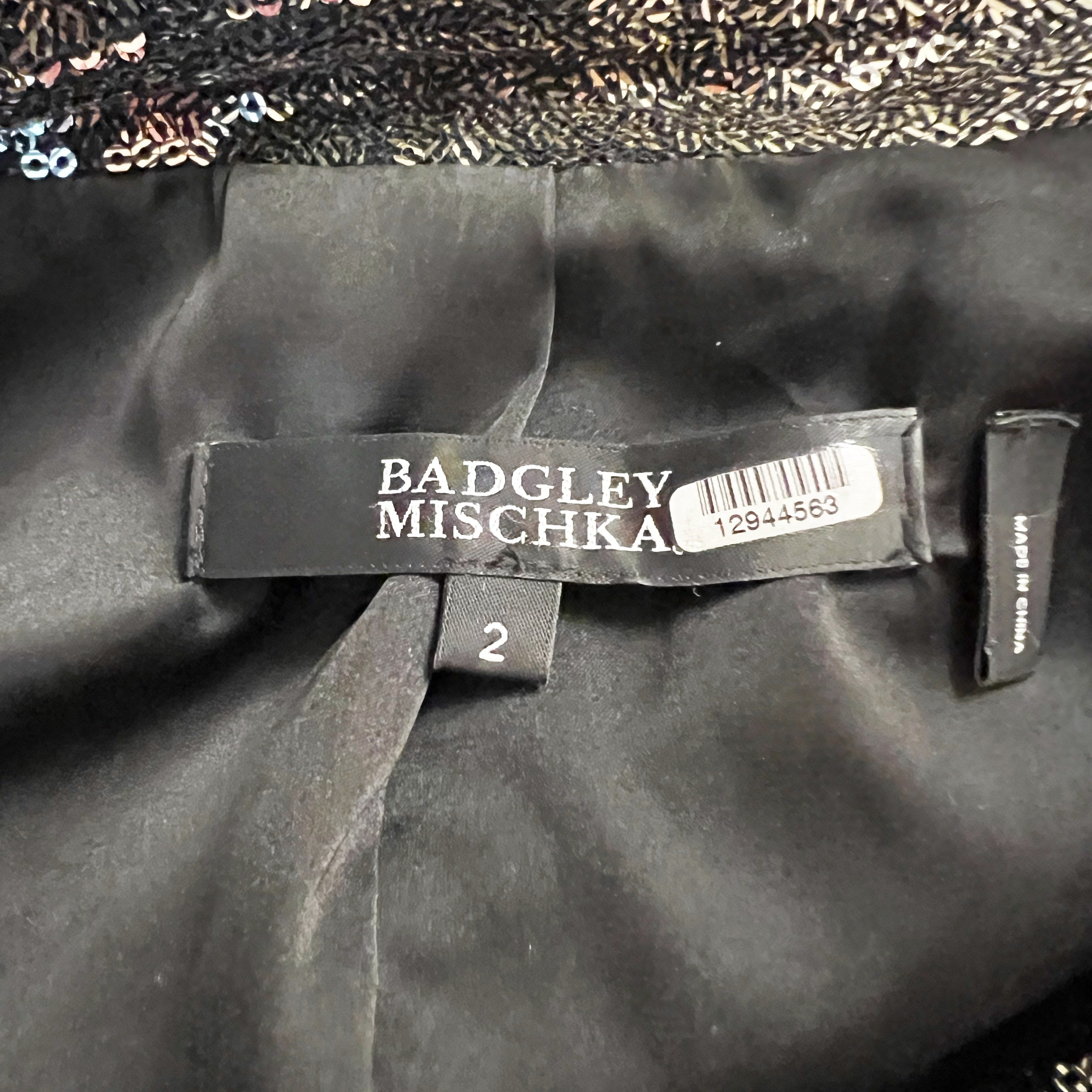 Badgley Mischka Gold Sequin Sparkle Embellished Belted Blazer Jacket Party 2