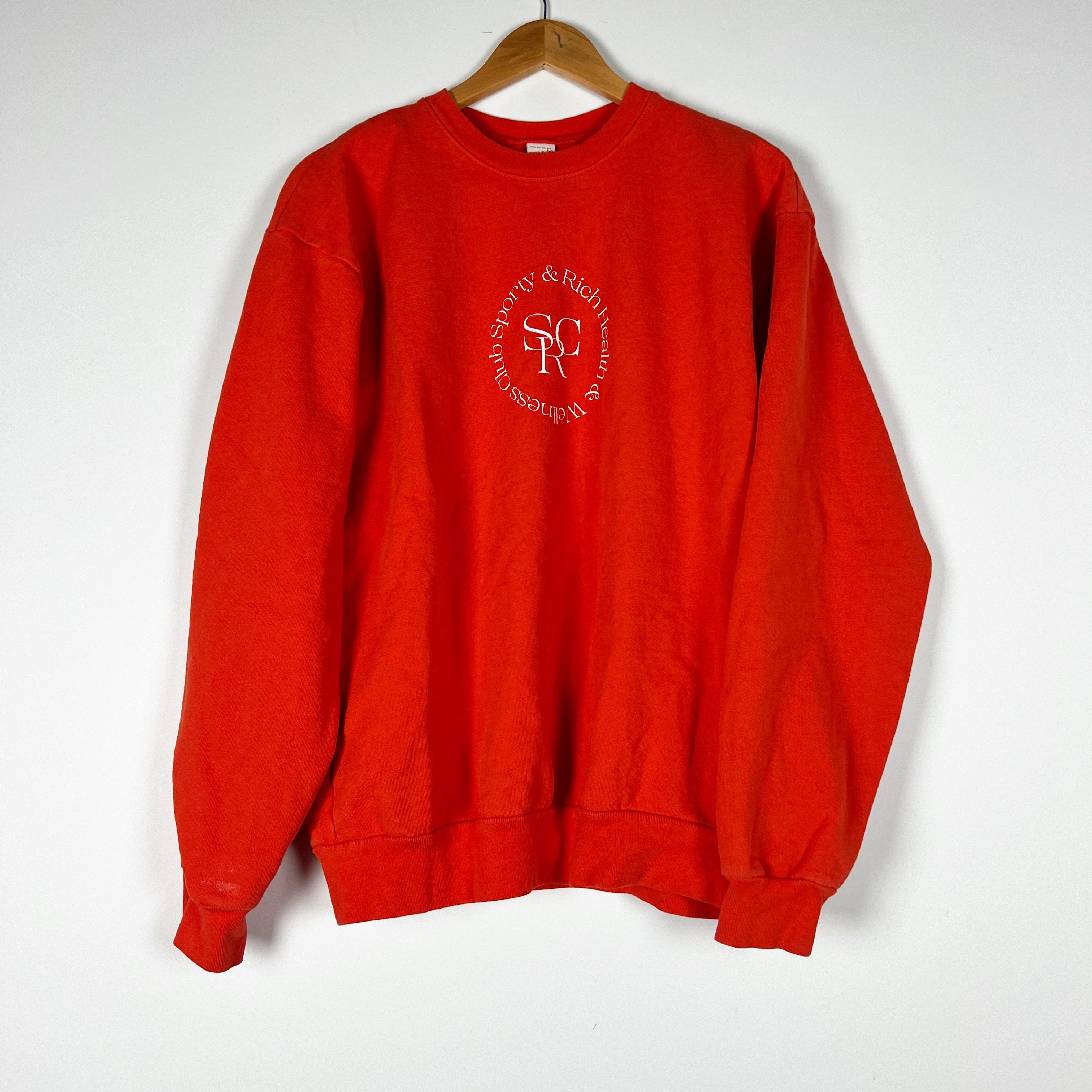 Sporty & Rich Logo Graphic Print Pattern Cotton Fleece Crew Neck Sweatshirt M