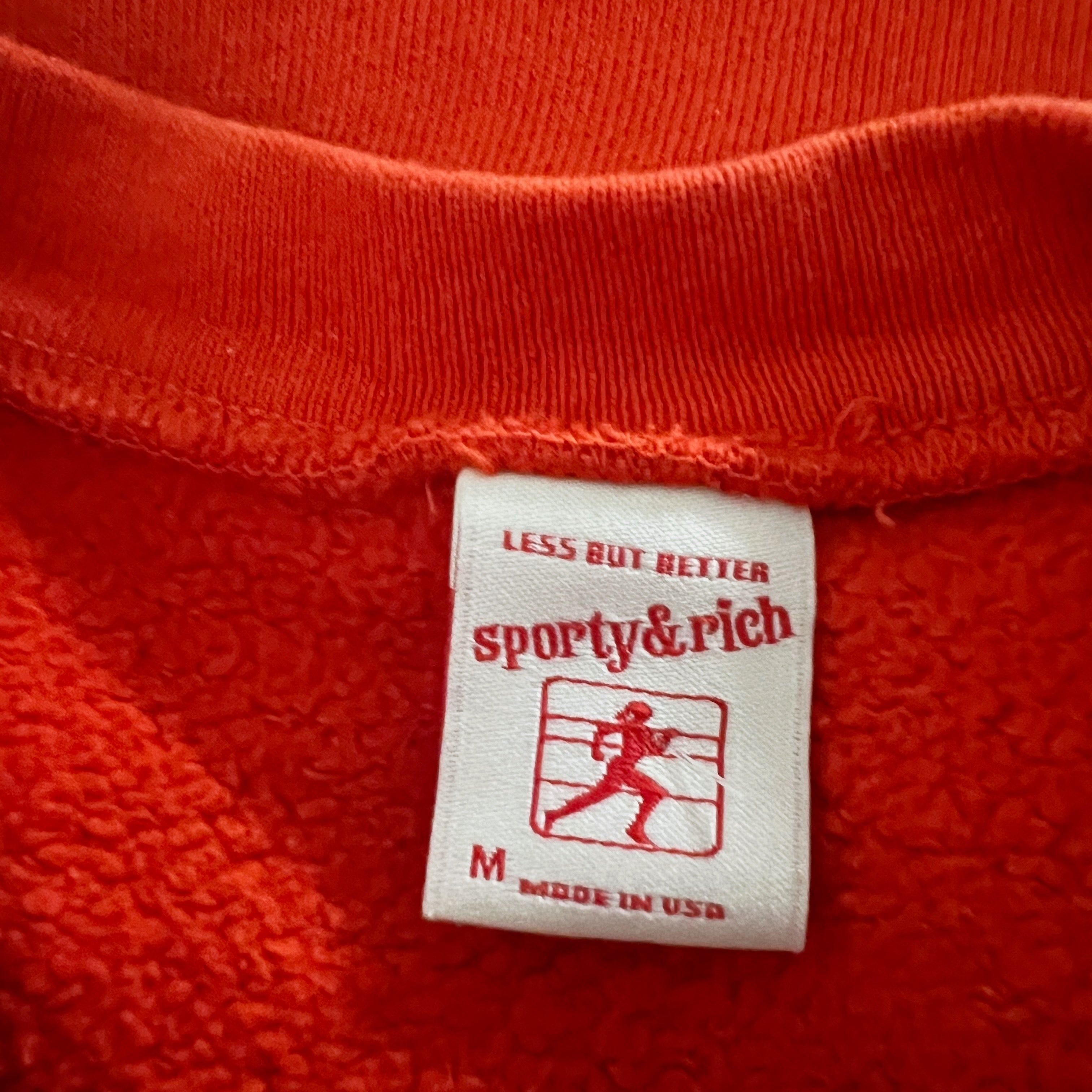 Sporty & Rich Logo Graphic Print Pattern Cotton Fleece Crew Neck Sweatshirt M