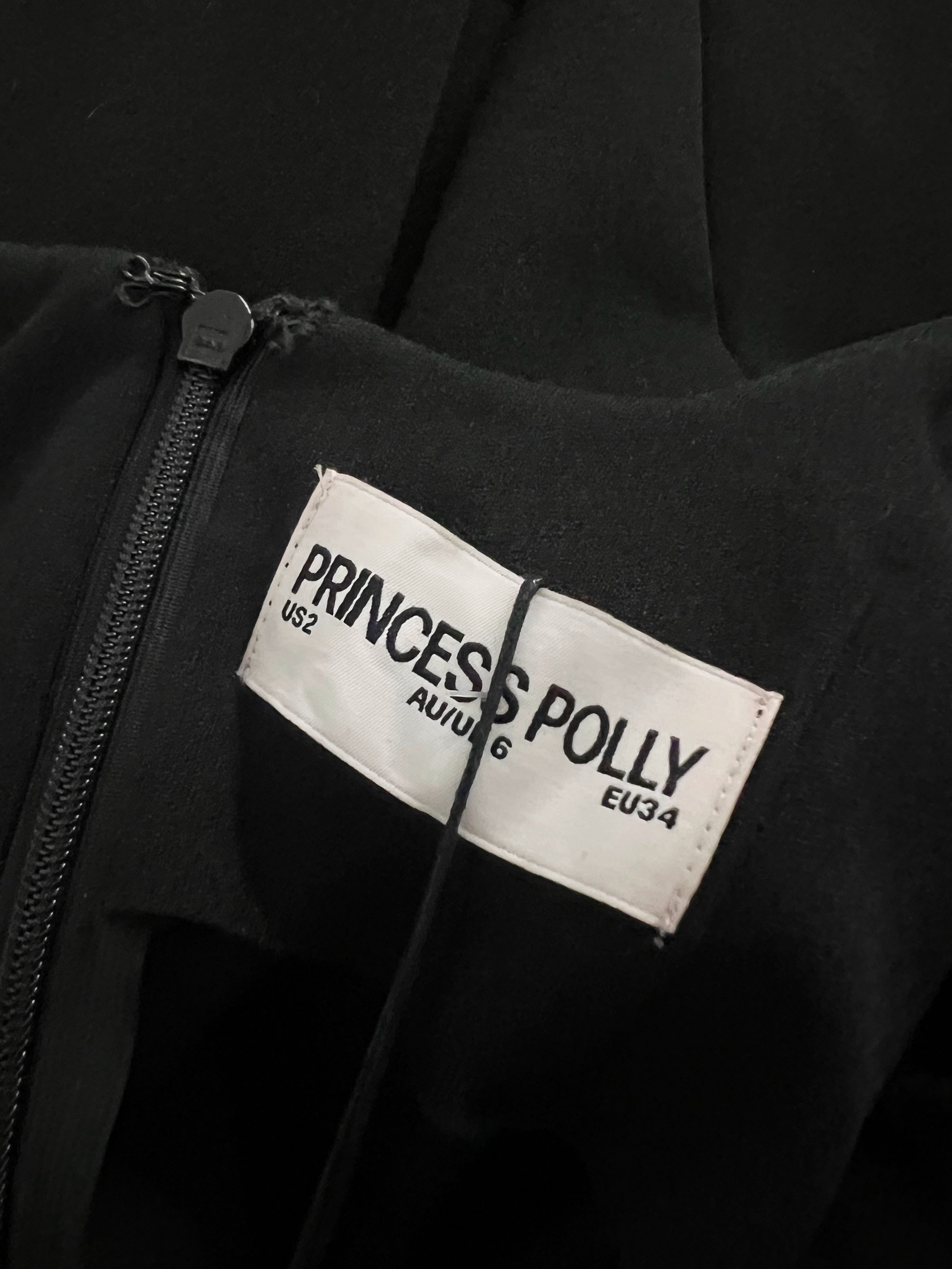 NEW Princess Polly Carters Long Bell Sleeve Pocket Front Mini Dress Black 2