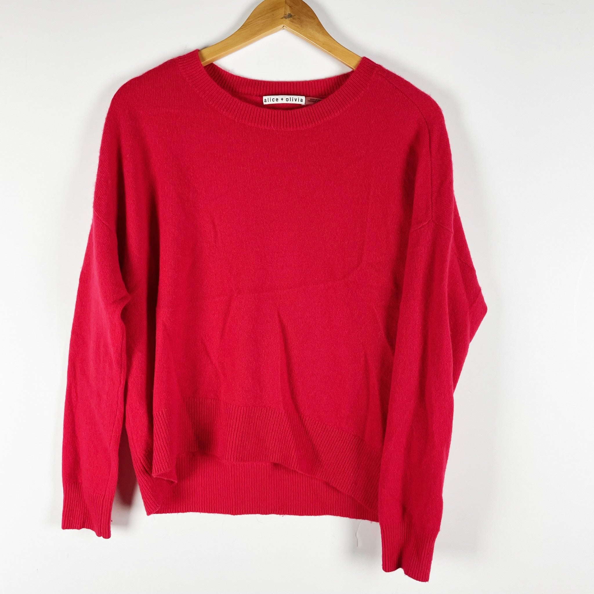 Alice And Olivia Women's Cashmere Stretch Knit Crew Neck Pullover Sweater Red XS