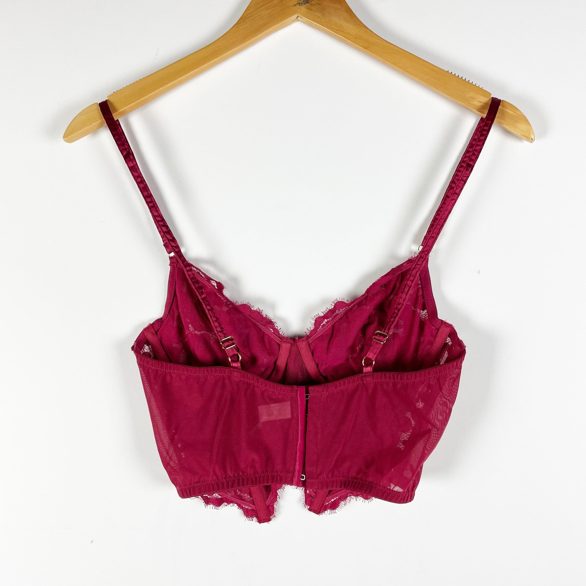 Cosabella Magnolia Longline Allover Lace Underwire Lingerie Bra Red 34B
