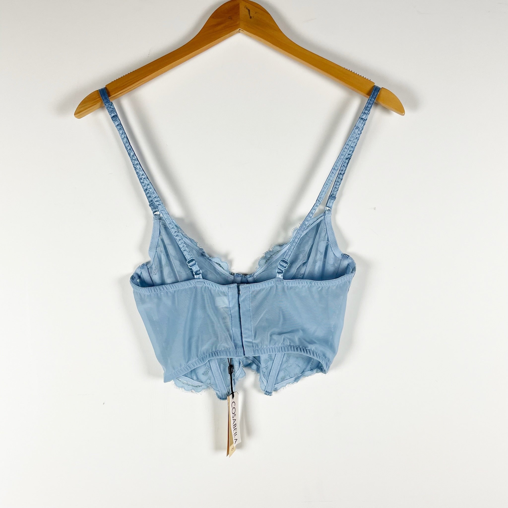 NEW Cosabella Magnolia Longline Allover Lace Underwire Lingerie Bra Aasmani Blue