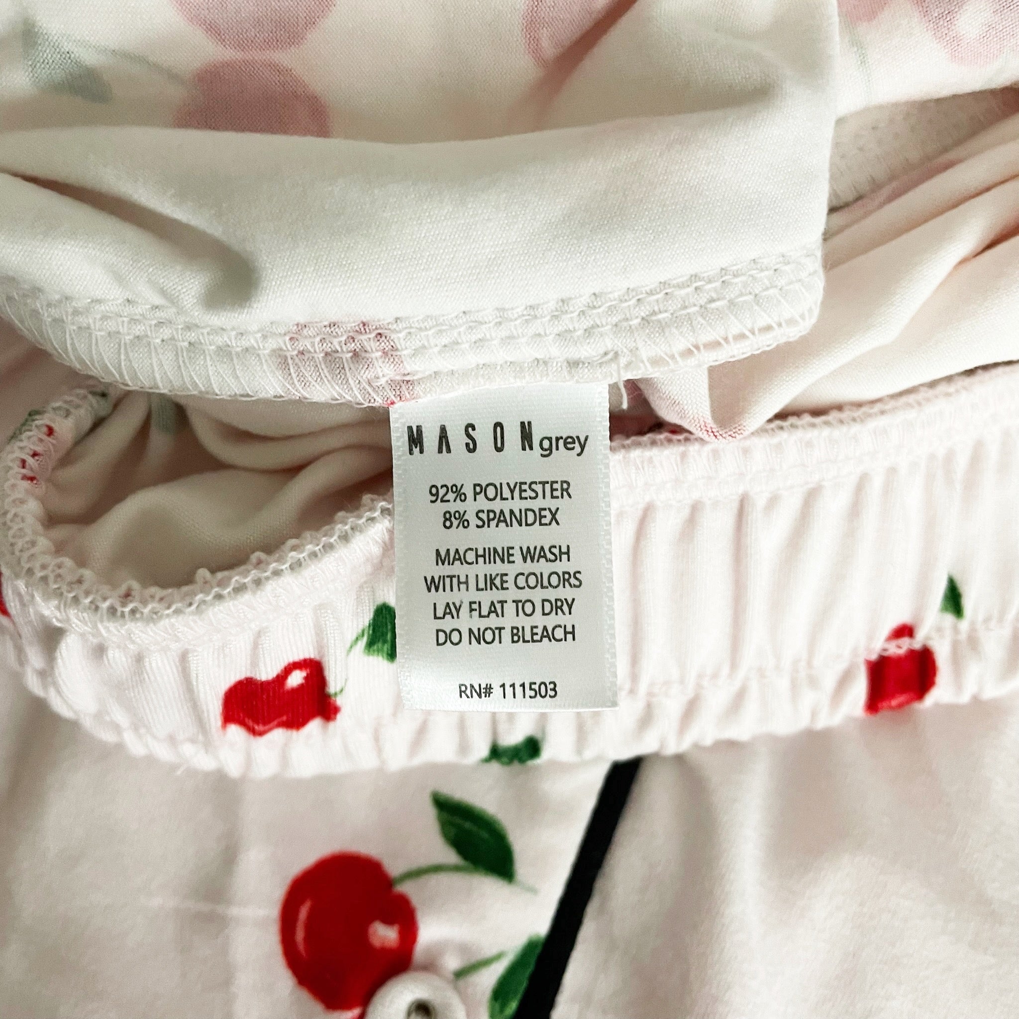 Mason Grey Cherry On Top Fruit Print Pattern Lounge Pajama Mini Pull On Shorts L