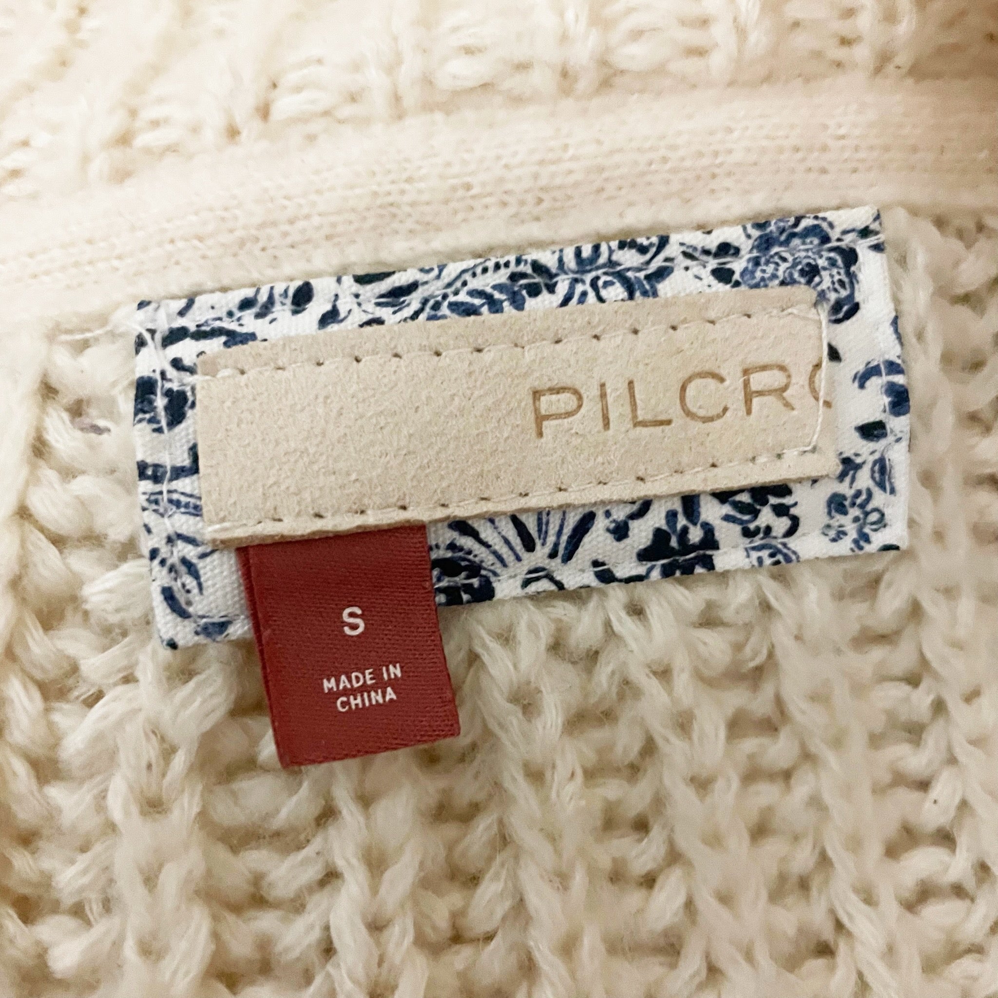 Anthropologie Pilcro Cotton Wool Blend Knit Crochet Zip Front Longline Cardigan