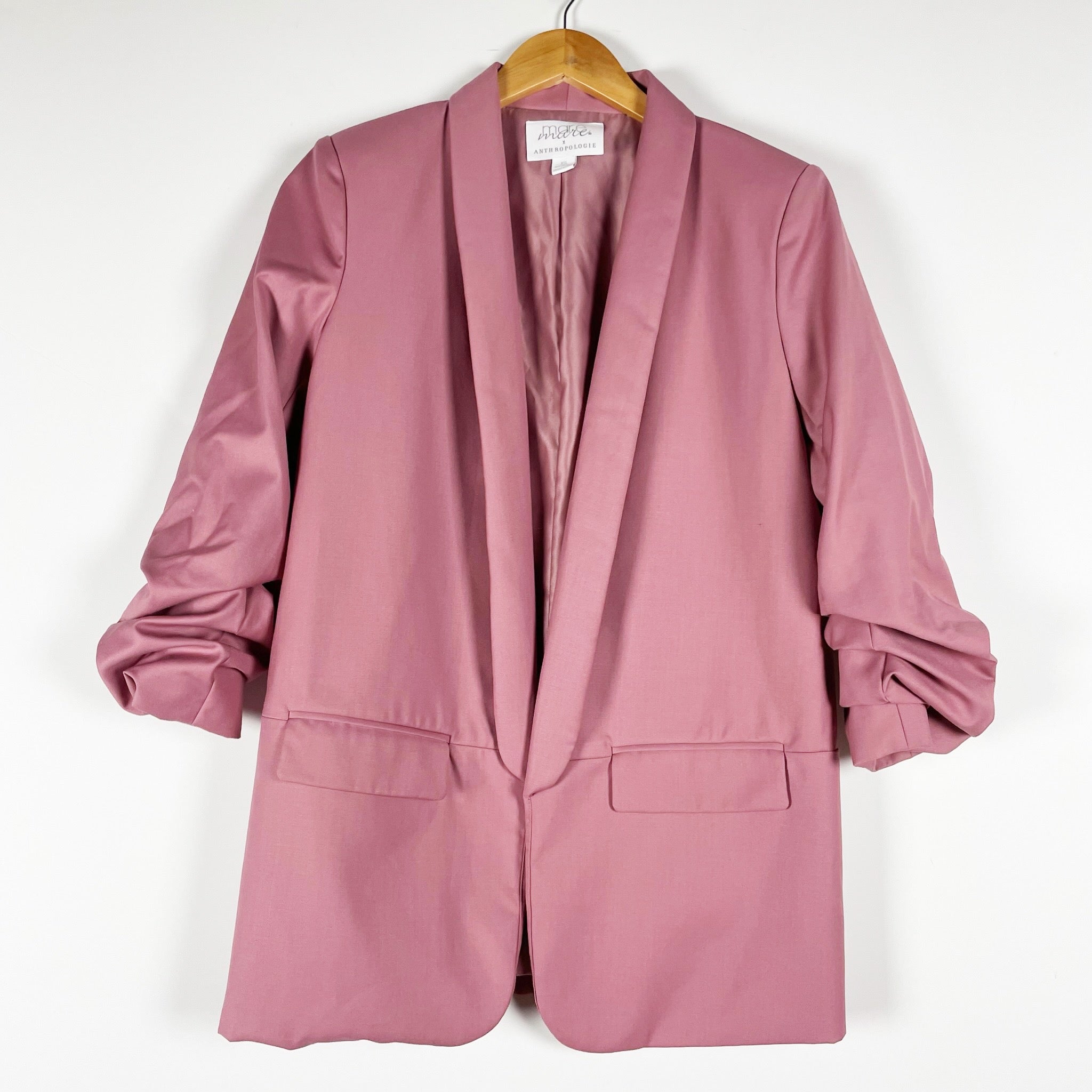 Mare Mare x Anthropologie Women's Cinch Quarter Sleeve Open Front Blazer Jacket