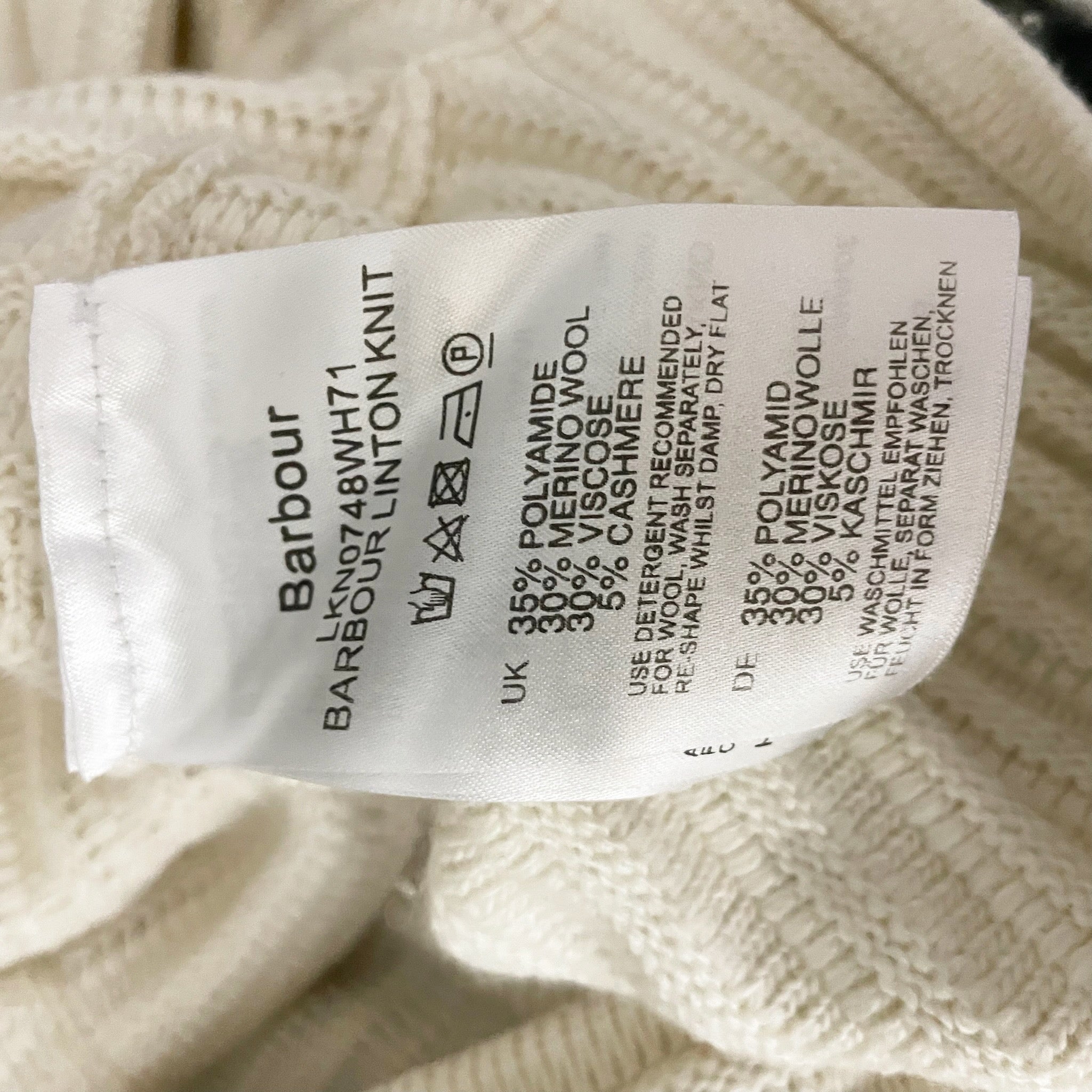Barbour Linton Knit Wool Cashmere Blend Mock Neck Pullover Sweater Ivory 6