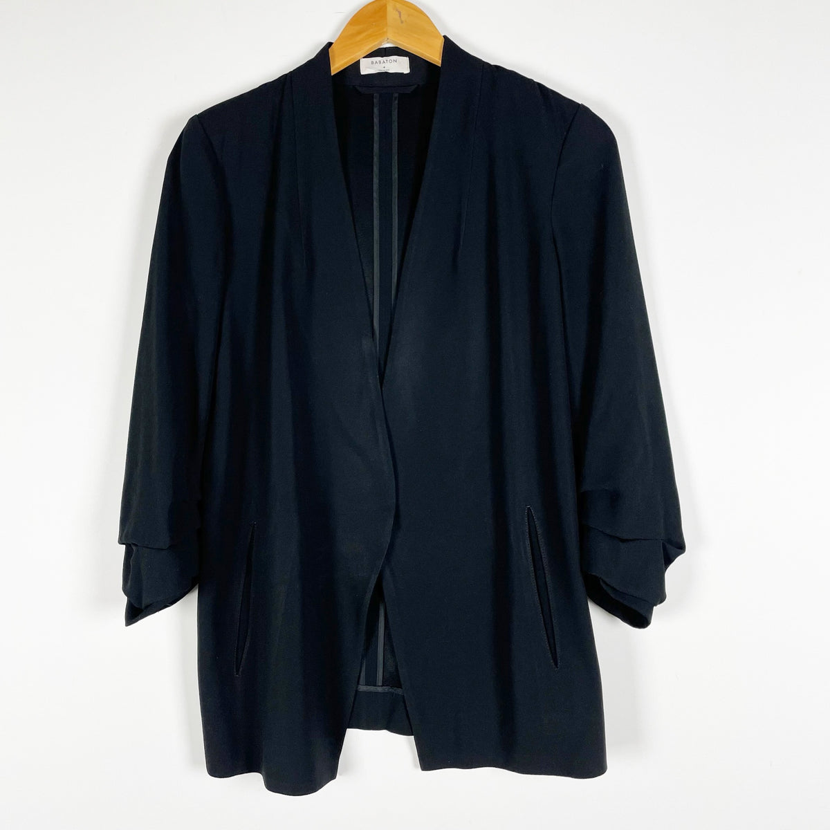 Babaton Aritzia Power Hip Open Front Blazer Jacket Solid Black 4