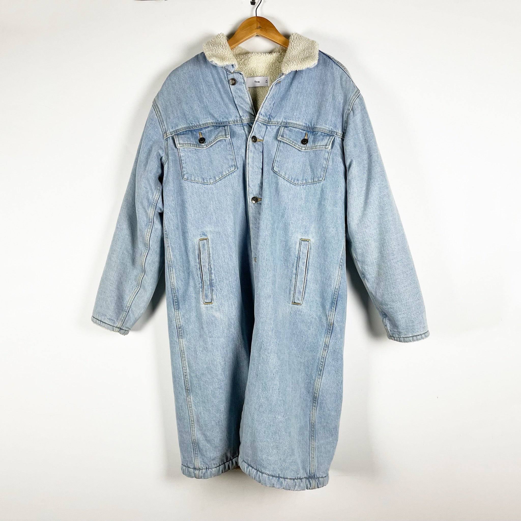 TNA Aritzia Denim Forum The '90s Ali Sherpa Oversized Coat Jacket Cotton Medium