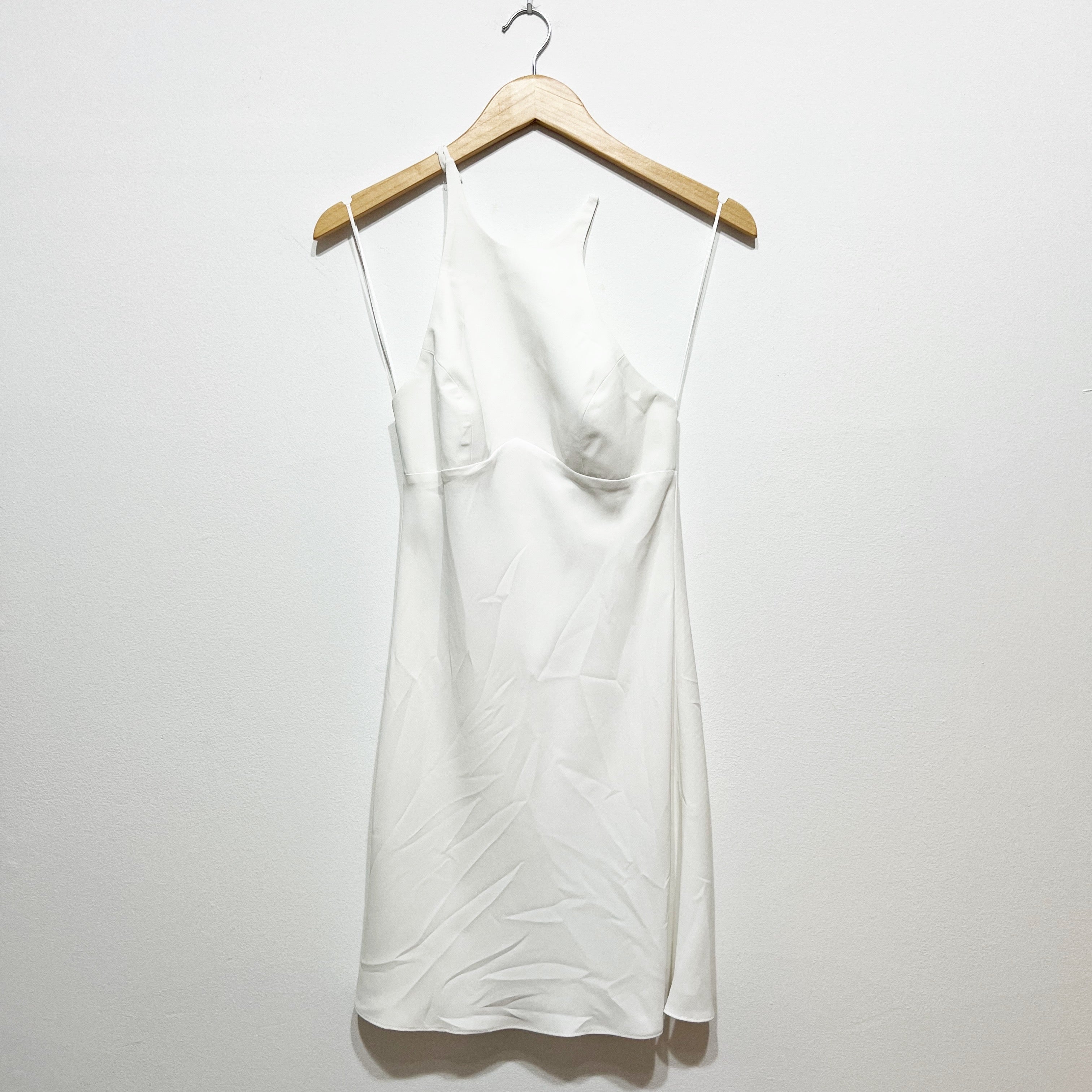 NEW Amanda Uprichard Canaria Sleeveless Halterneck Mini Shift Dress Ivory White
