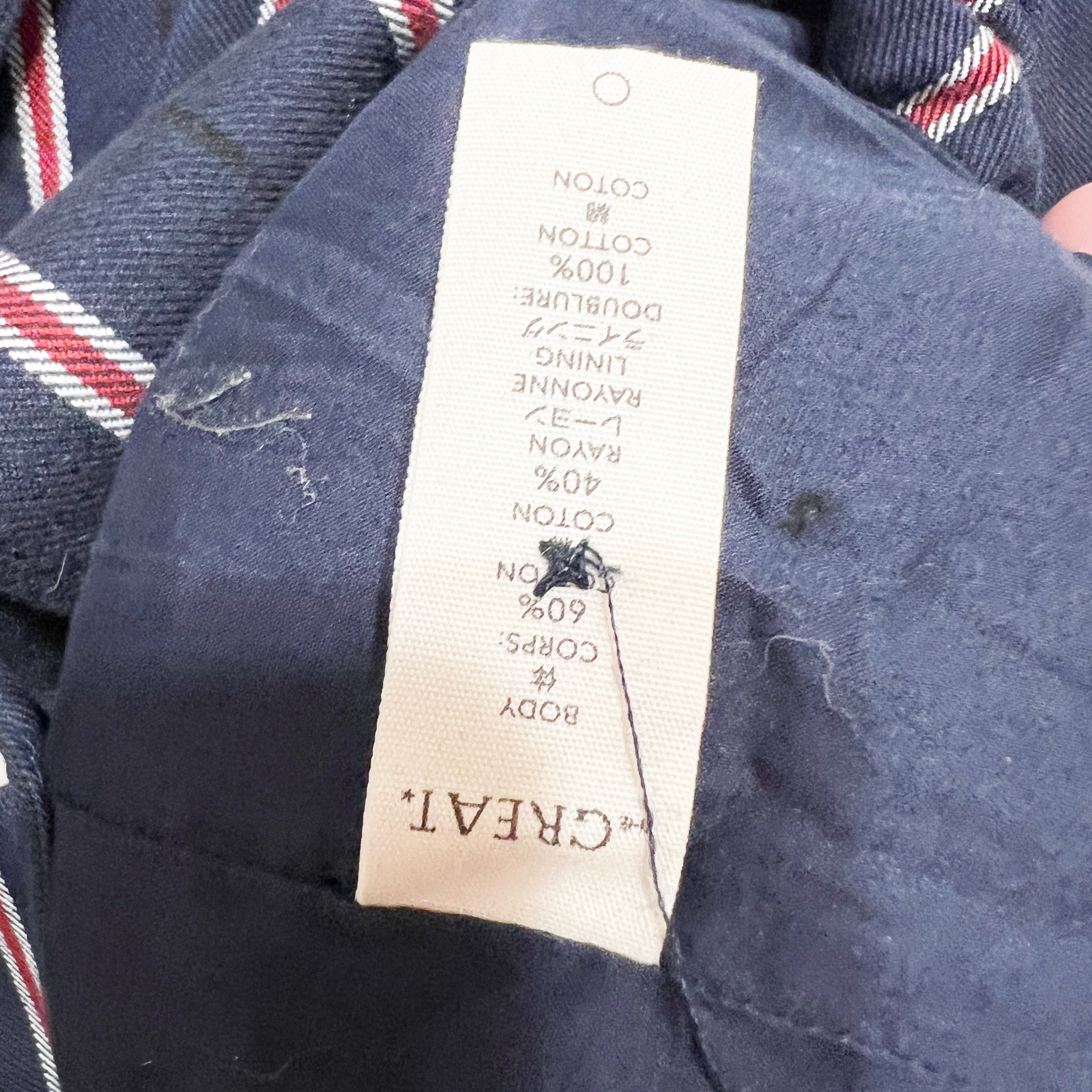 The Great Women's Shlumpy Cotton Double Breasted Striped Blazer Jacket Blue L