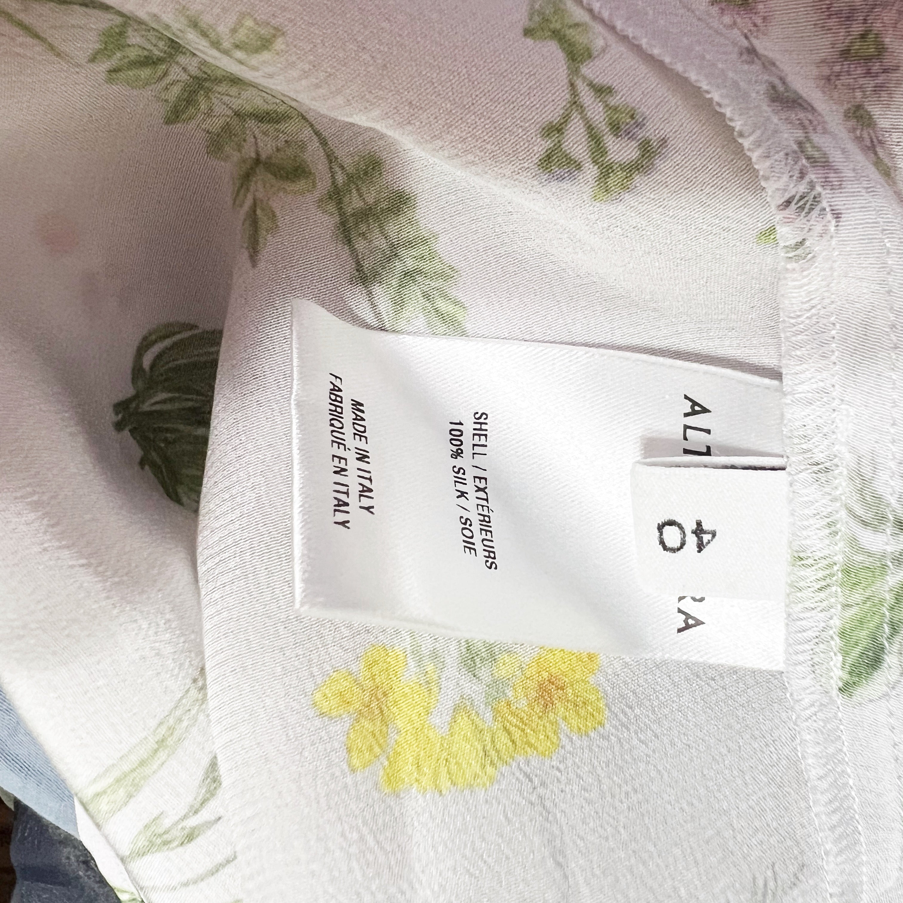 Altuzarra Sylvia Silk Chiffon Botanical Floral Print Pattern Ruched Midi Dress M