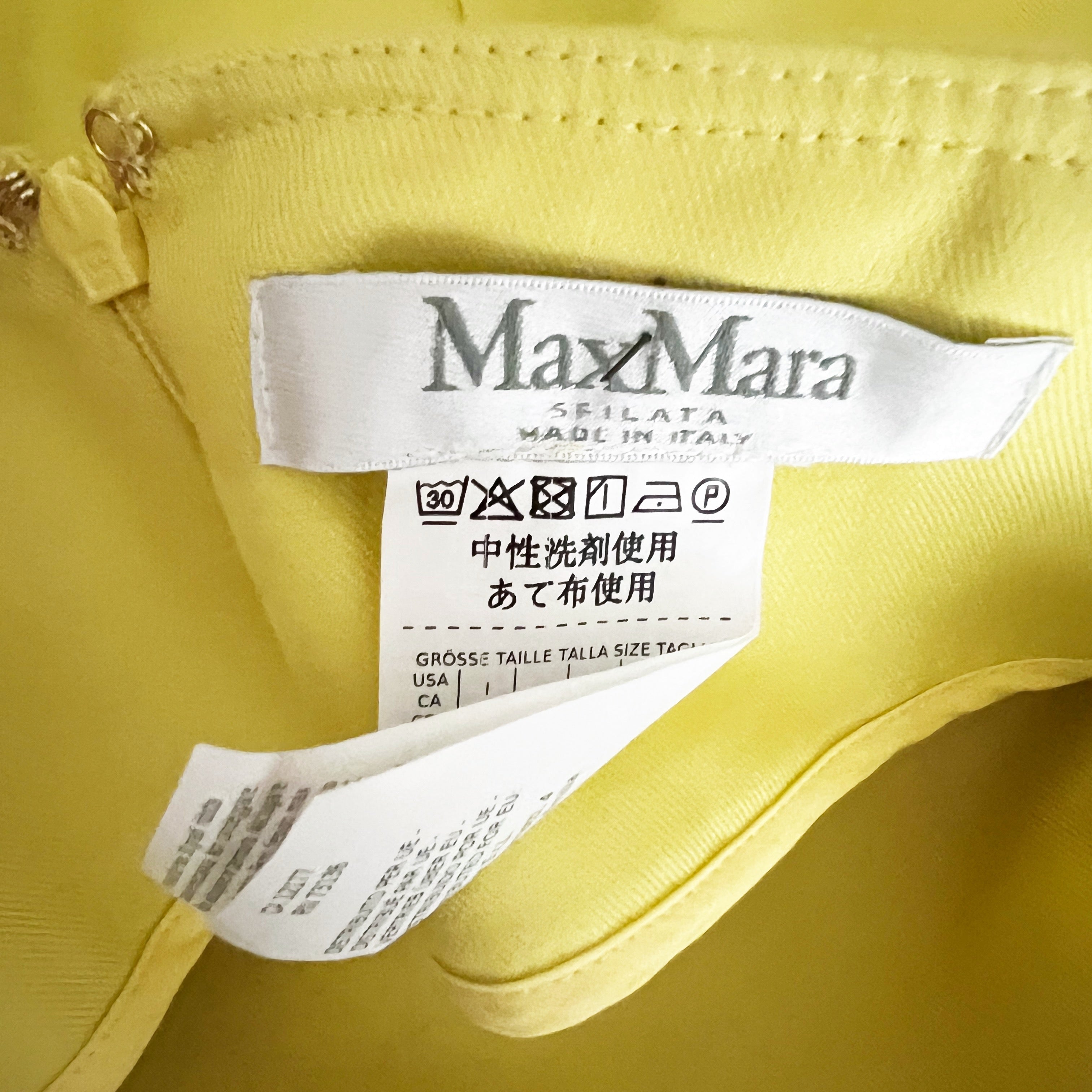 MaxMara Made In Italy Cotton Twill Mid Rise Mini Skirt Solid Yellow 0