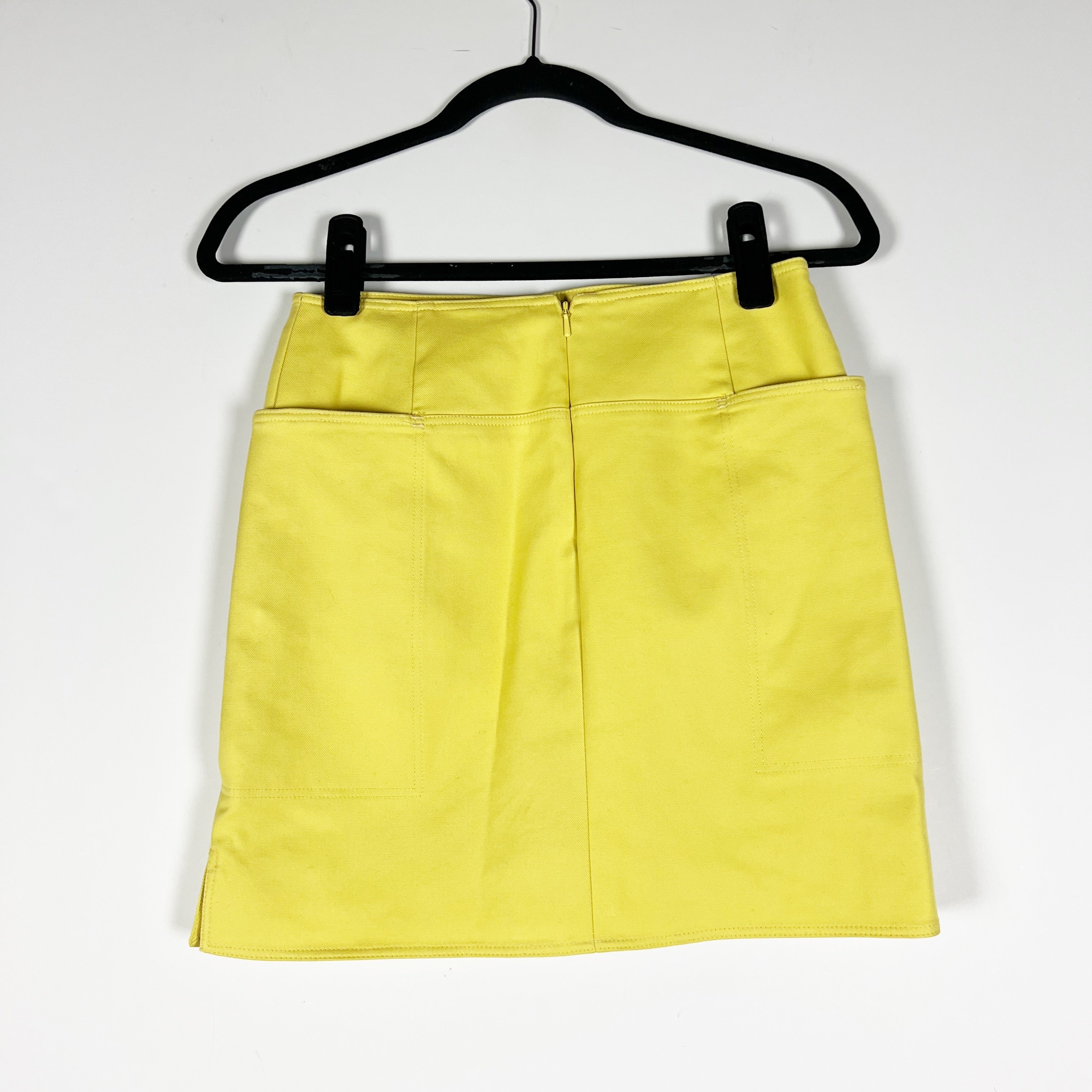 MaxMara Made In Italy Cotton Twill Mid Rise Mini Skirt Solid Yellow 0