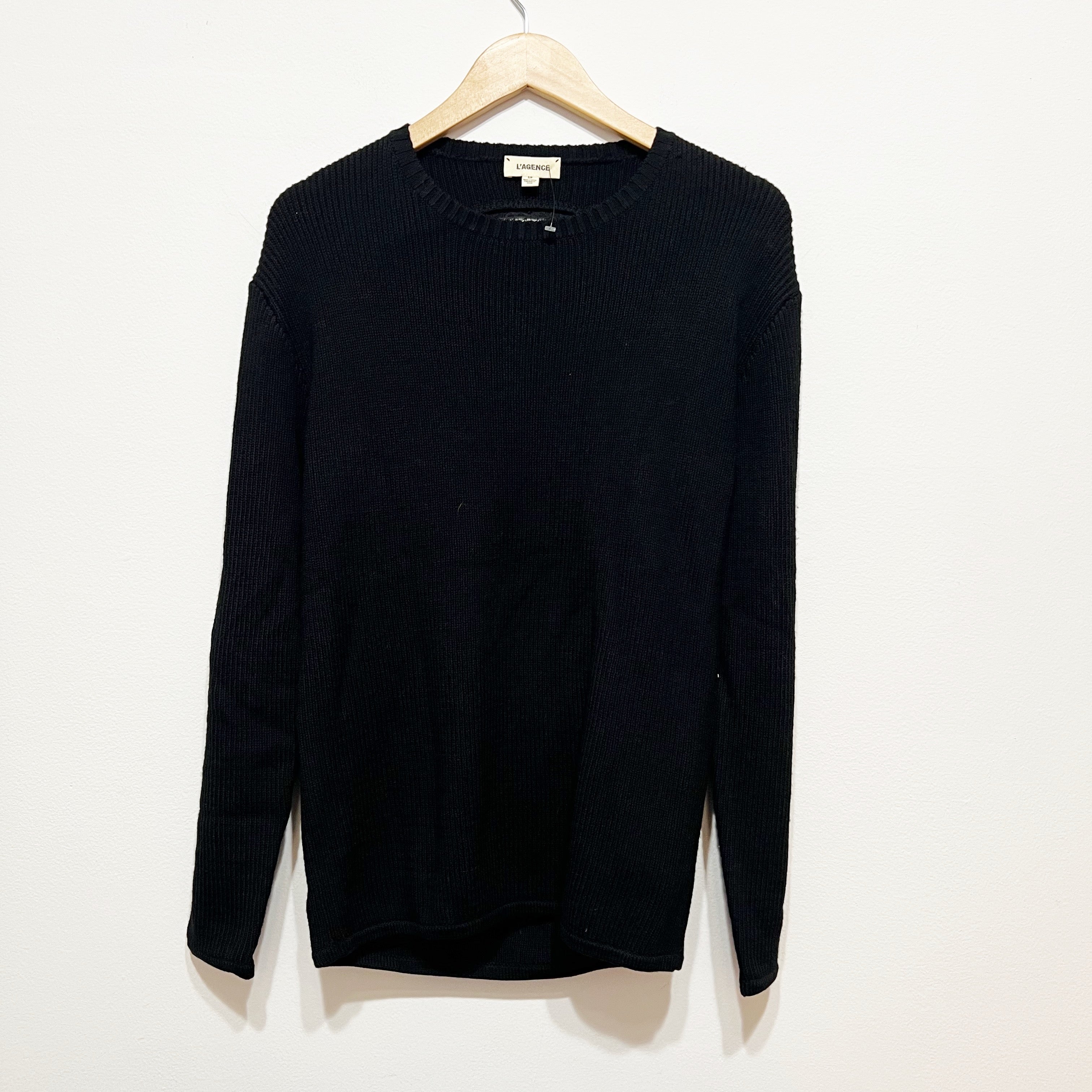 NEW L'agence Antonio Wool Ribbed Knit Stretch Open Lace Back Pullover Sweater S