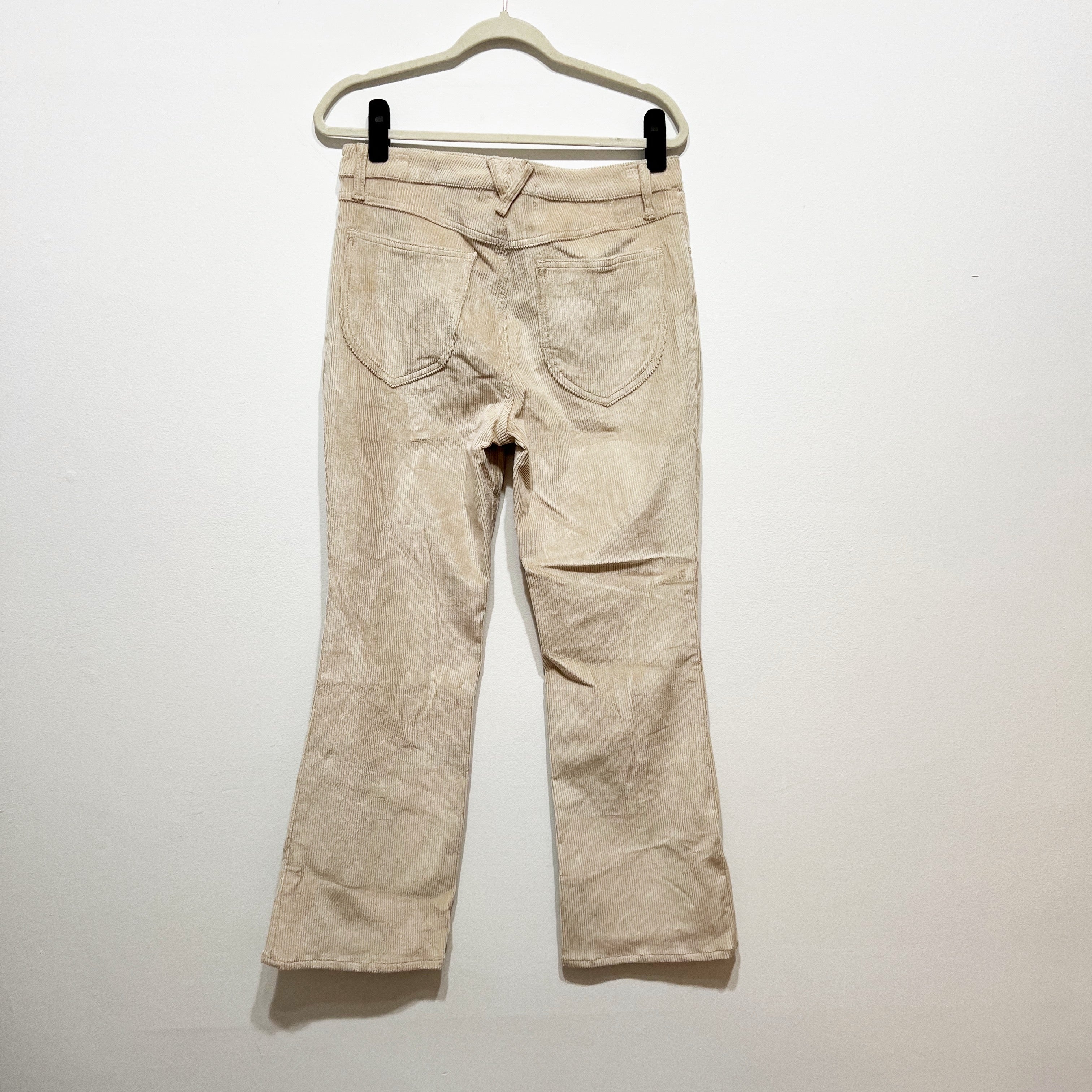 SPRWMN Vintage Wide Leg Flare Corduroy Velvet Velour Trouser Pants Oat Beige 30