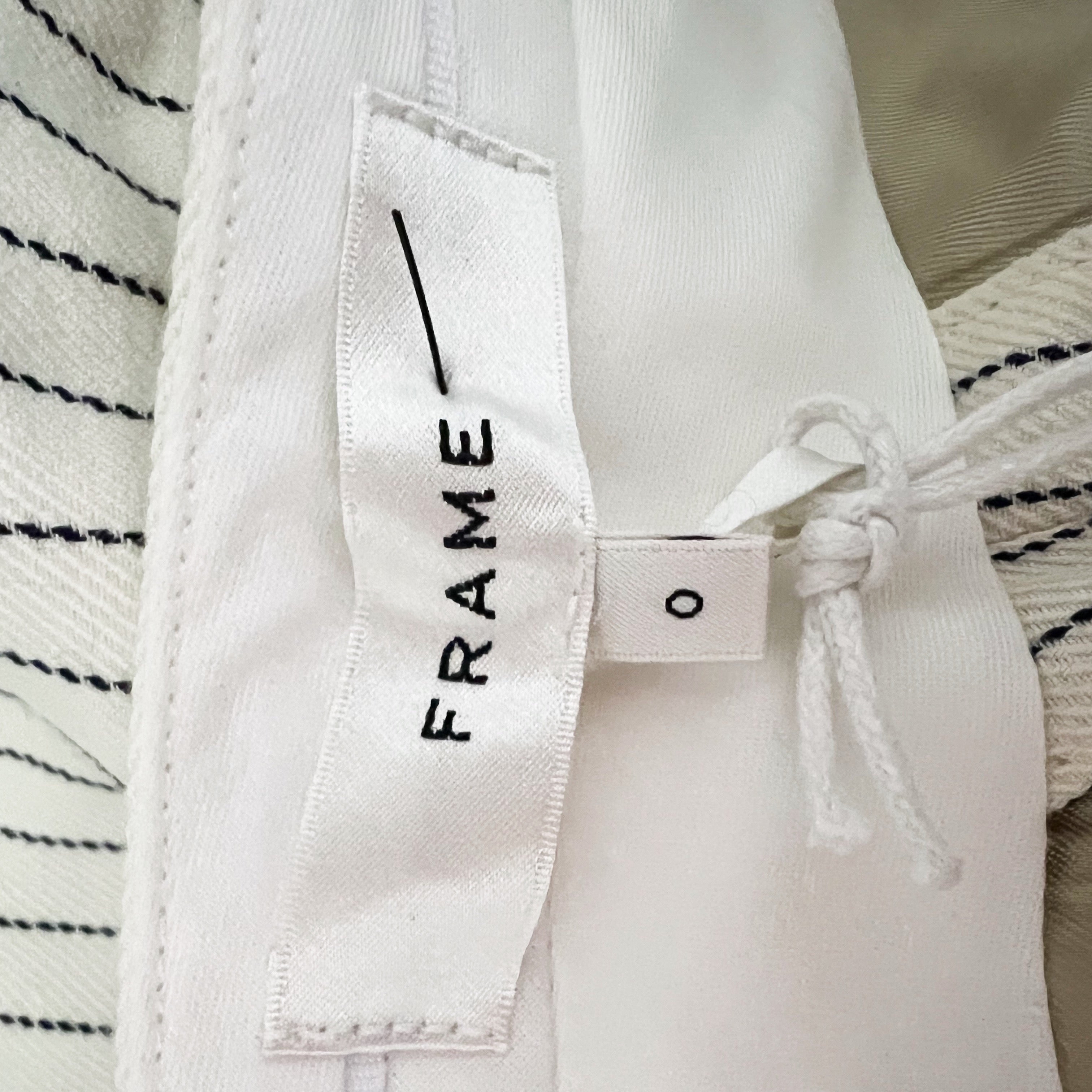 NEW Frame Pleated Wide Cuff High Waisted Twill Cream Multi Pin Stripe Shorts 0