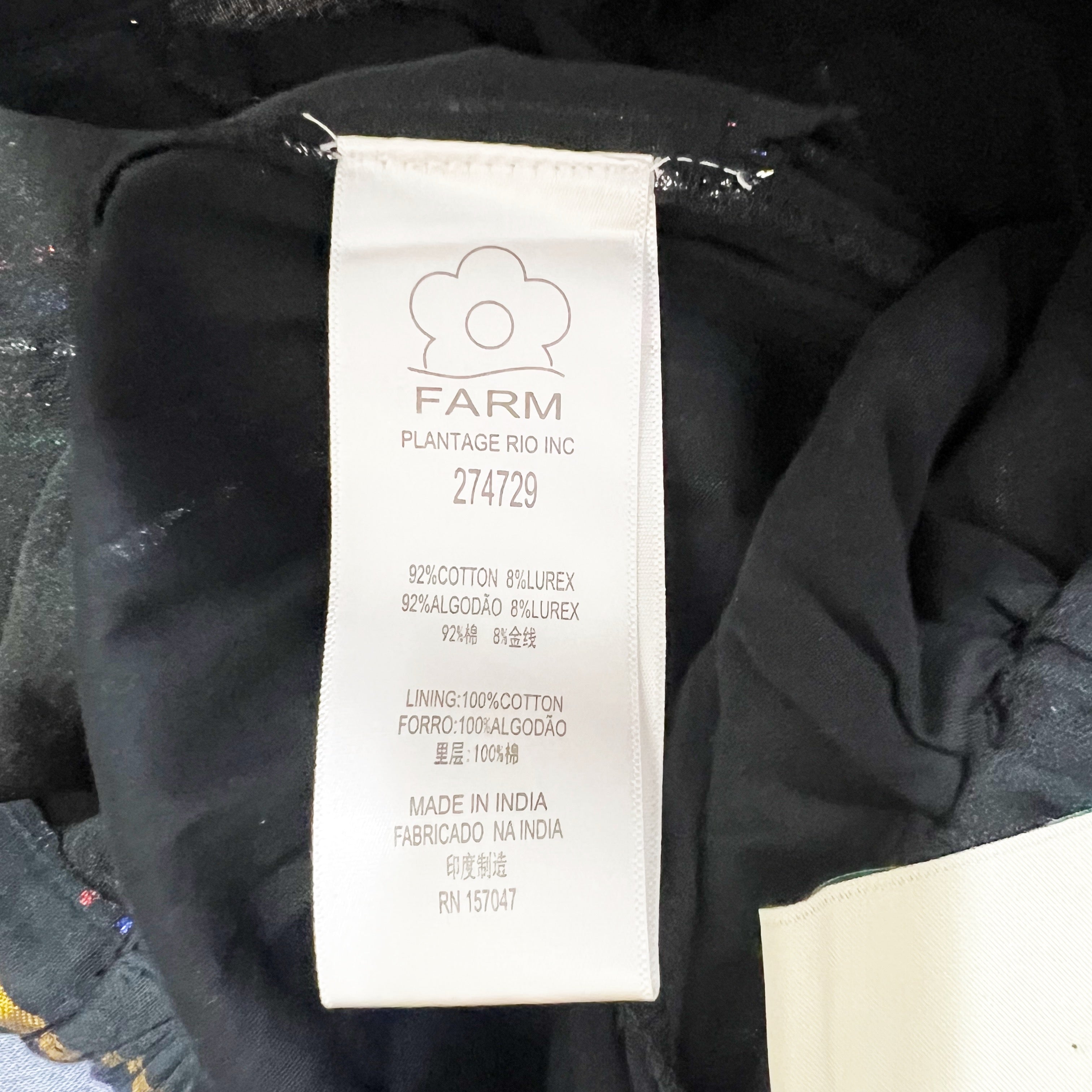 Farm Rio Cotton Lurex Rainbow Multi Stripe Print Pattern Straight Leg Pants M