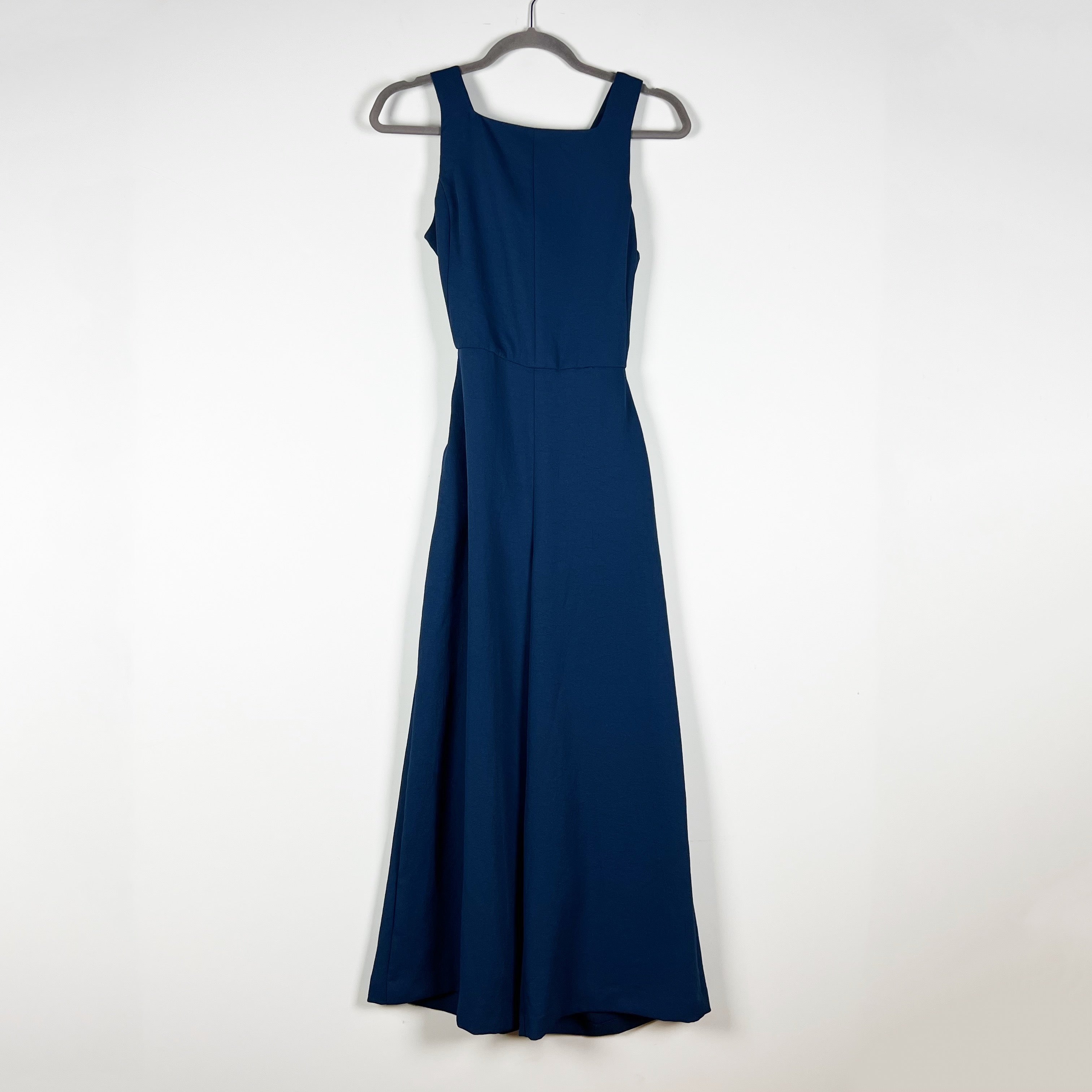 Aritzia Wilfred Ecoulement Cropped Wide Leg Open Tie Back Crepe Jumpsuit Blue 8