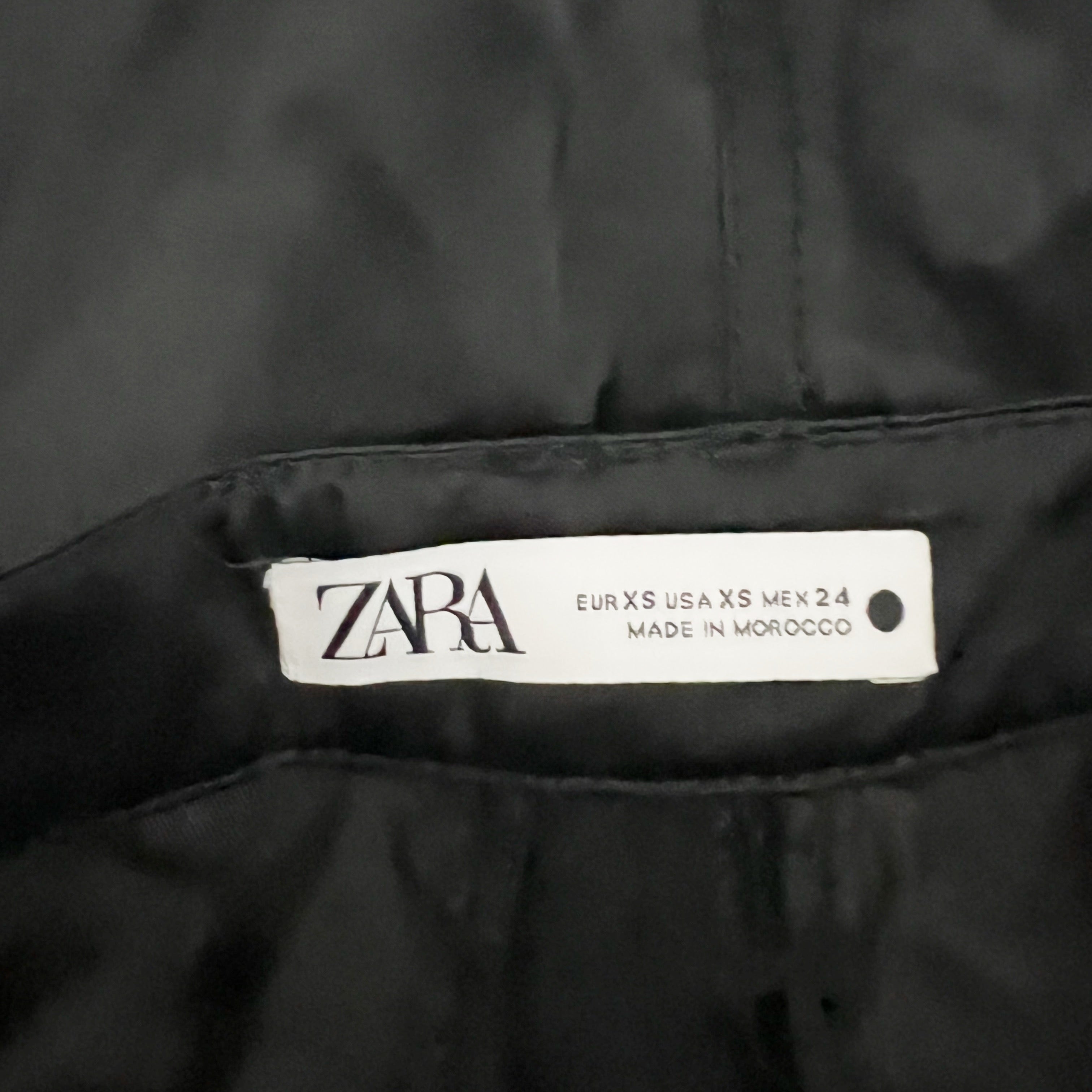 Zara Women's Mid Rise Straight Leg Satin Cargo Multi Pocket Pants Black XS