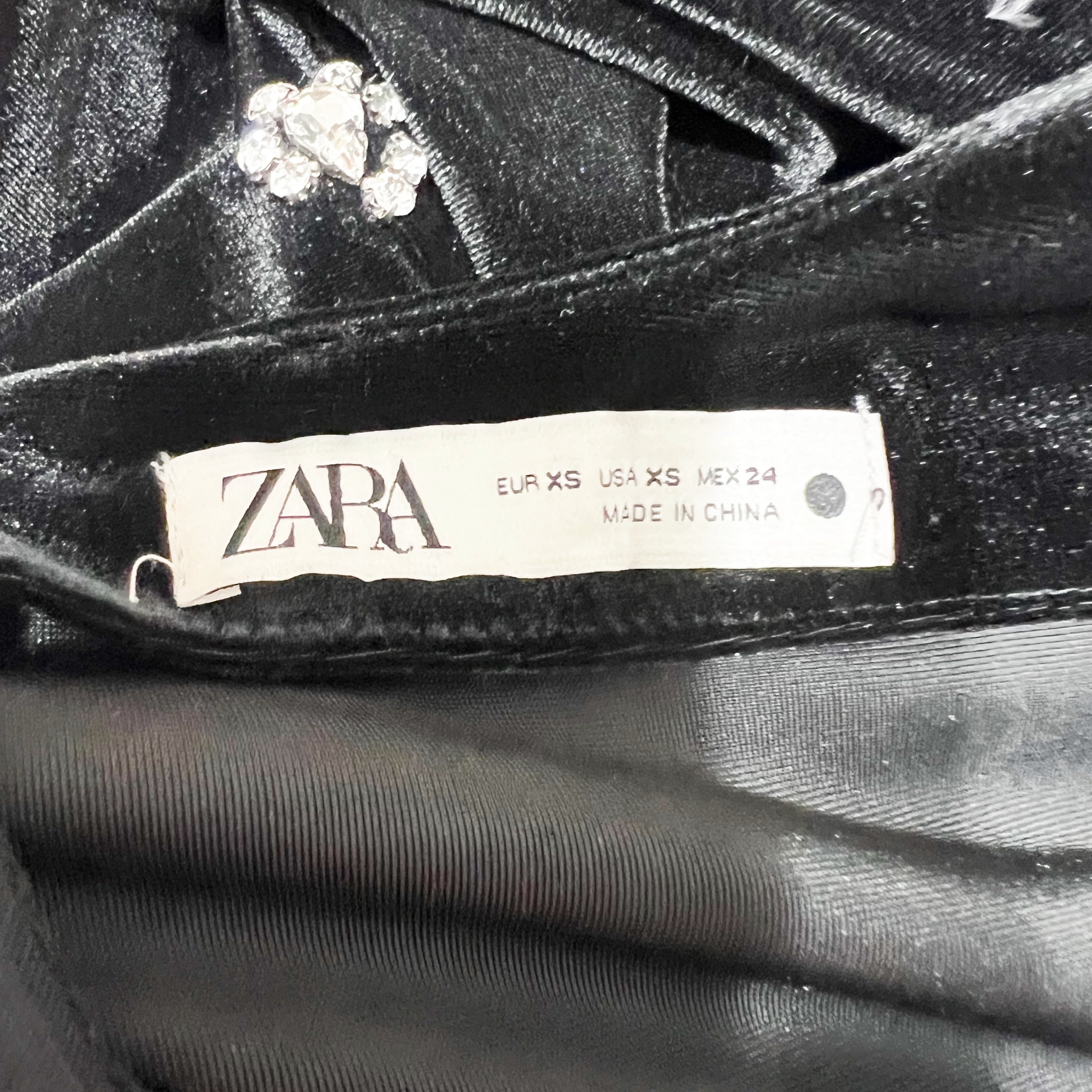 Zara Velvet Velour Crystal Jewel Diamond Embellished Cut Out Mini Party Dress