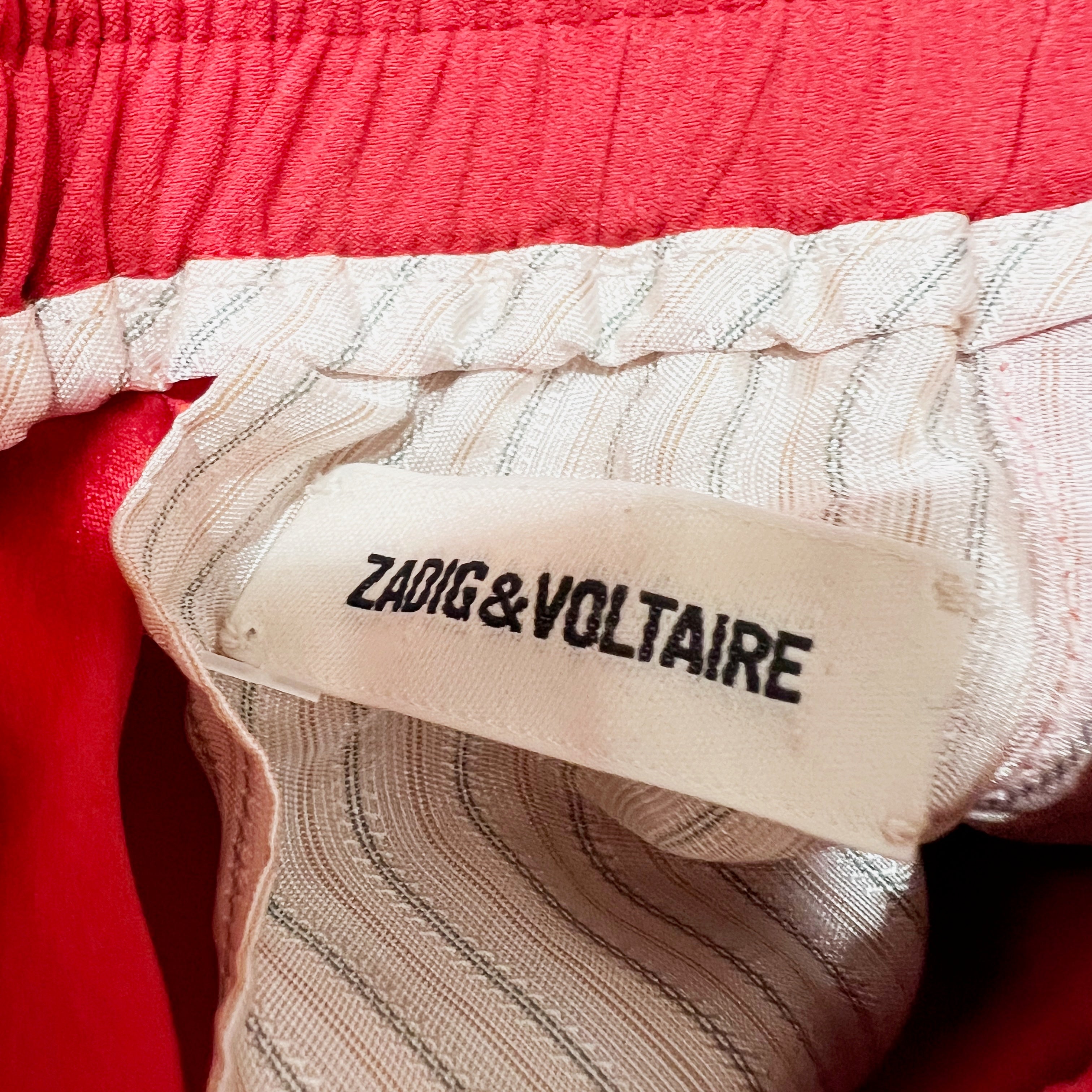 Zadig & Voltaire Poeme Crepe Satin Mid Rise Straight Leg Casual Trouser Pants S