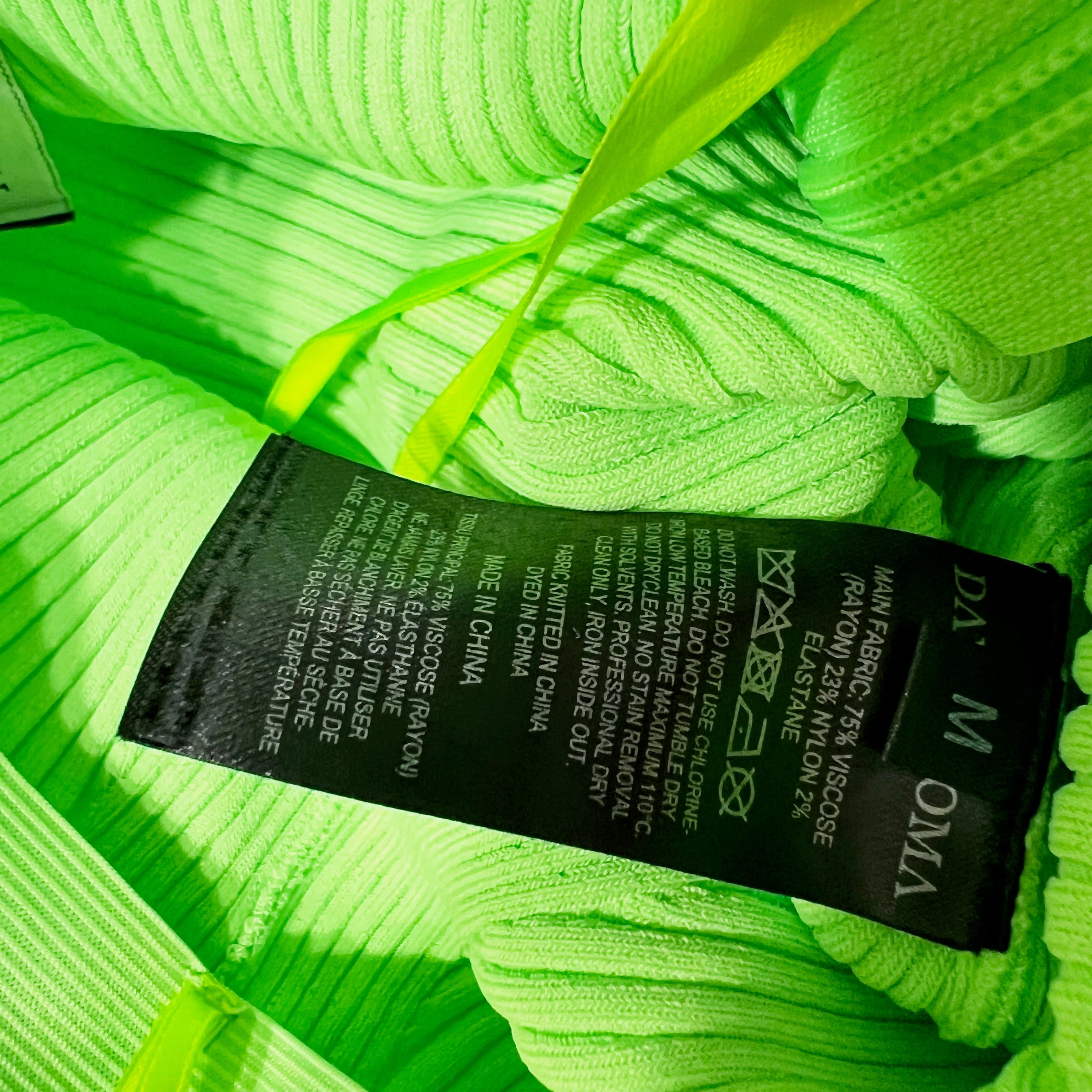 David Koma Asymmetrical Hem Ribbed Sweater Knit Stretch Skirt Lime Green Medium