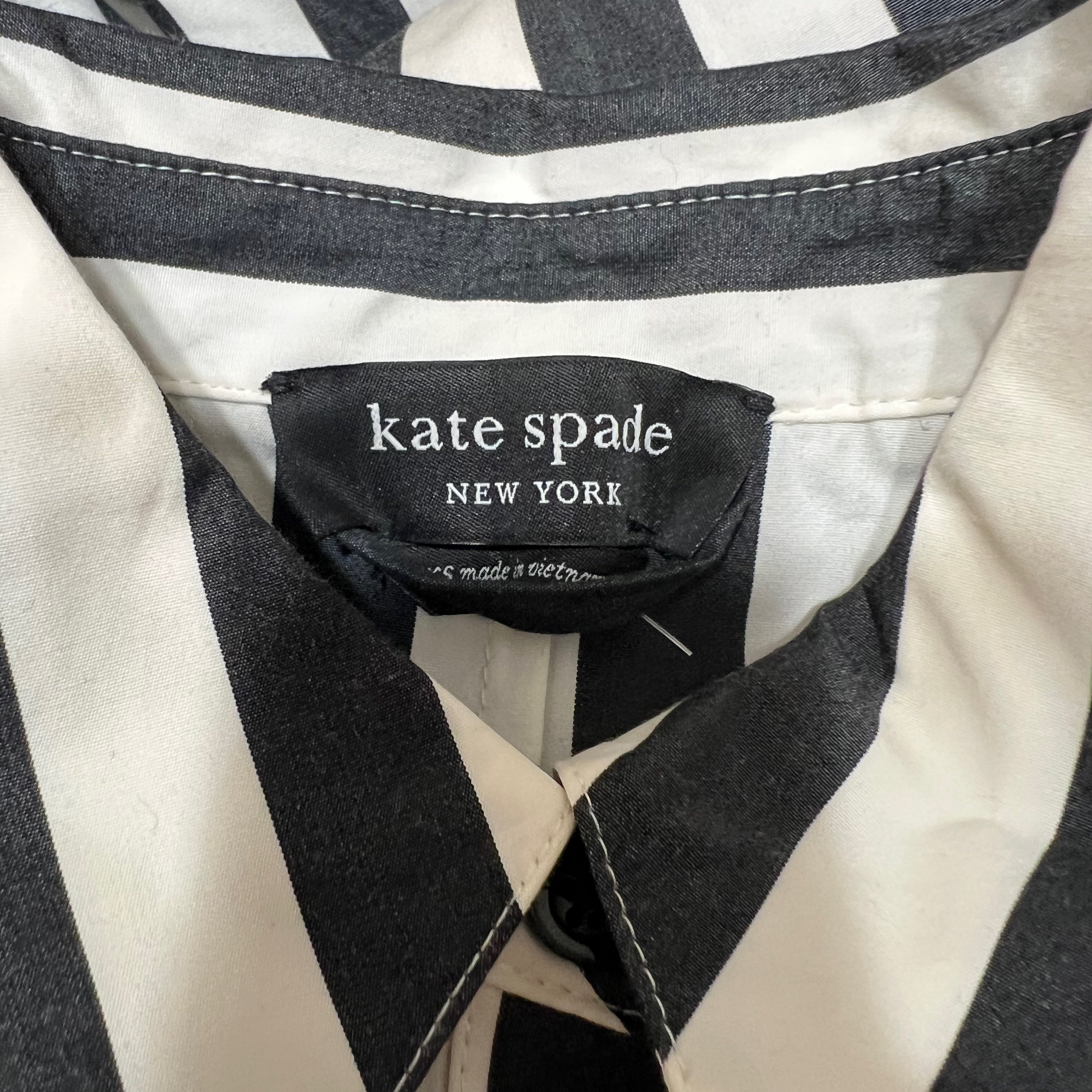 Kate Spade Terrace Striped Print Pattern Cotton Poplin Belted Midi Dress XS