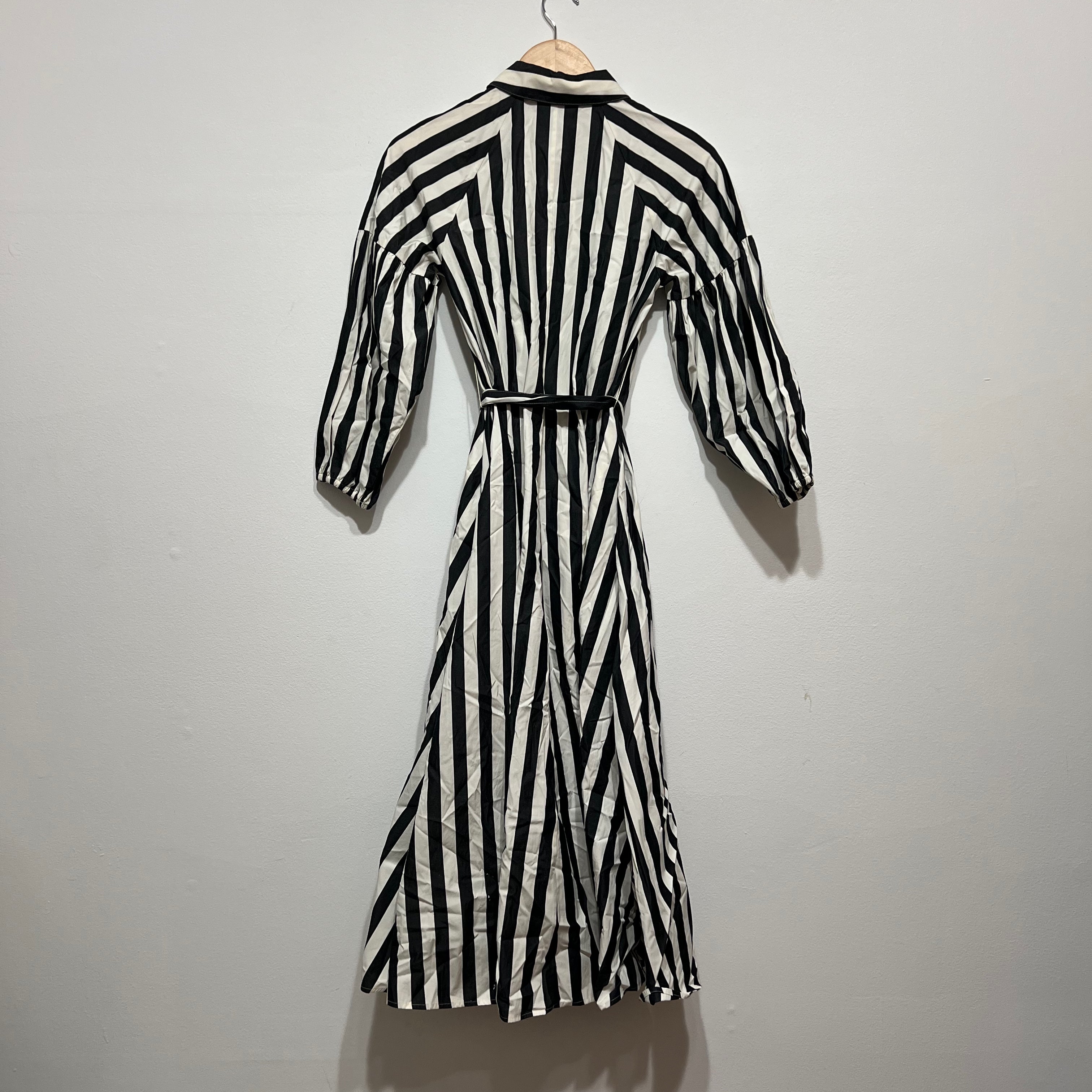 Kate Spade Terrace Striped Print Pattern Cotton Poplin Belted Midi Dress XS