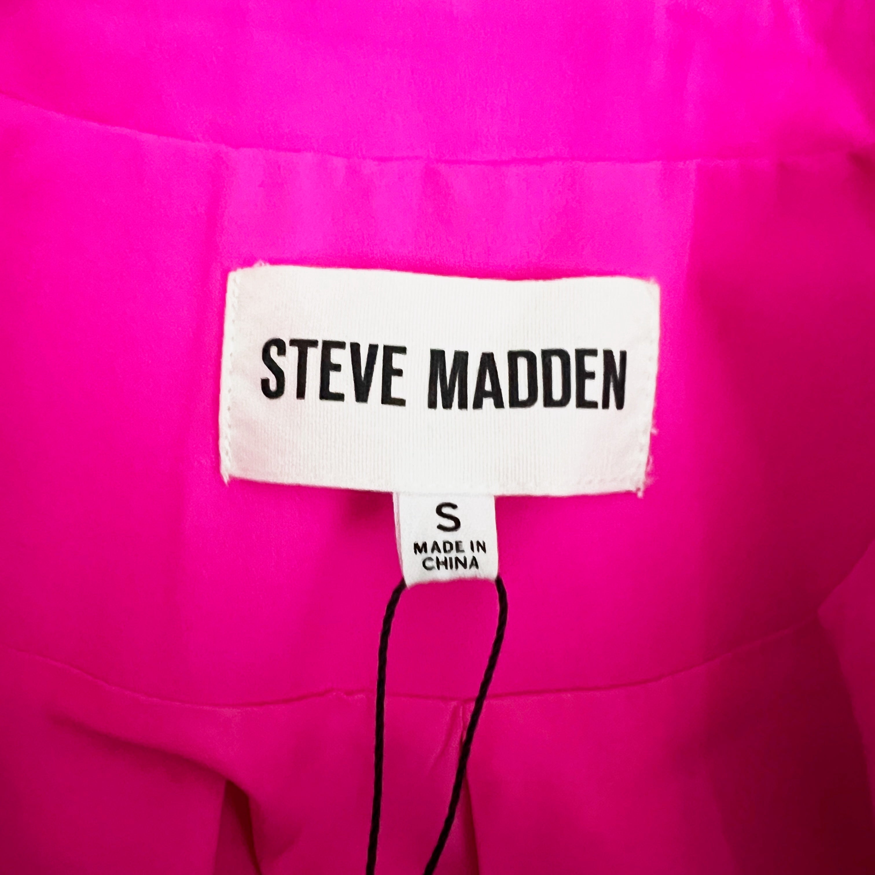 NEW Steve Madden Payton Women's Open Front Structured Blazer Jacket Hot Pink S