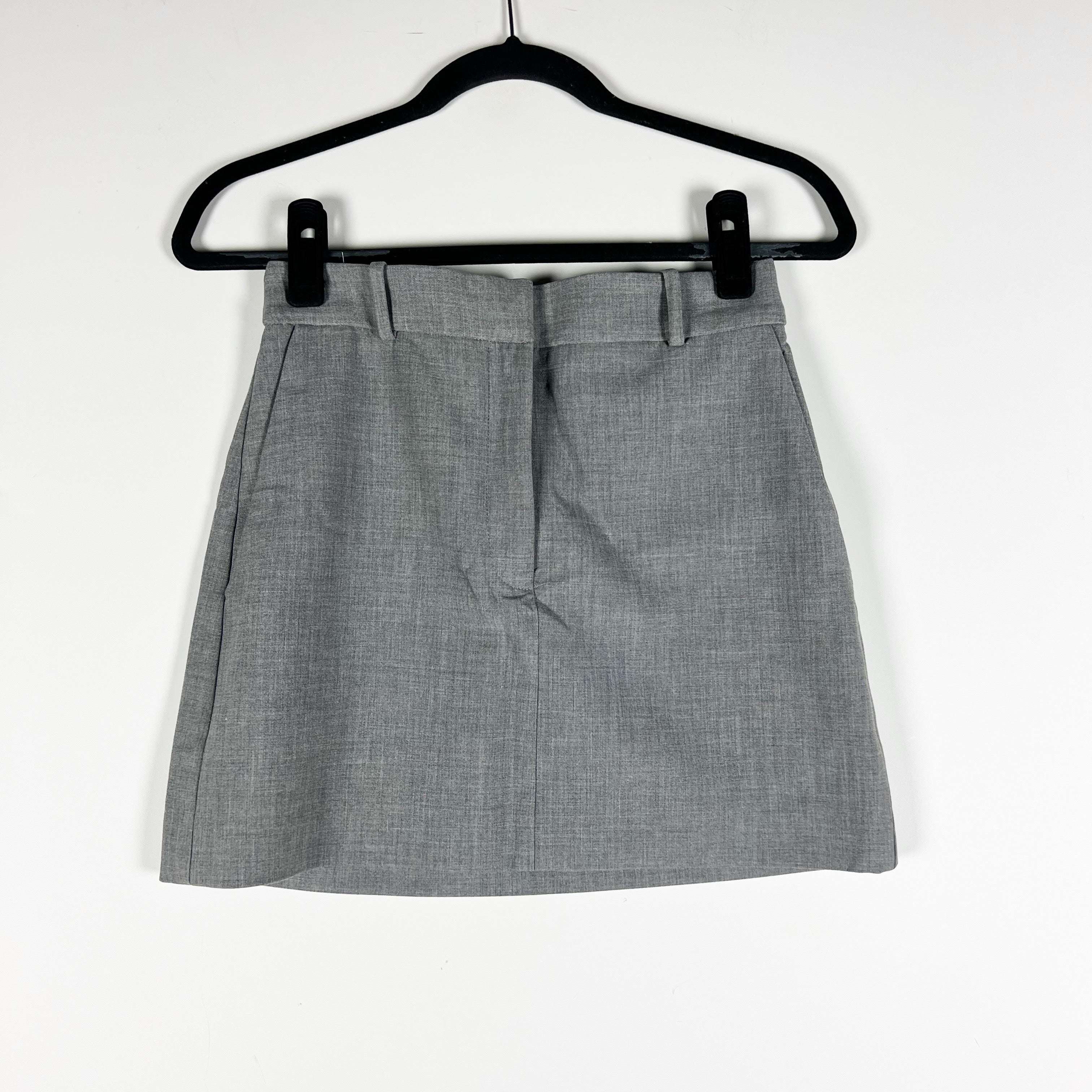 NEW Babaton Aritzia Chisel High Rise Mini Wool Twill Skirt Heather Gray 2