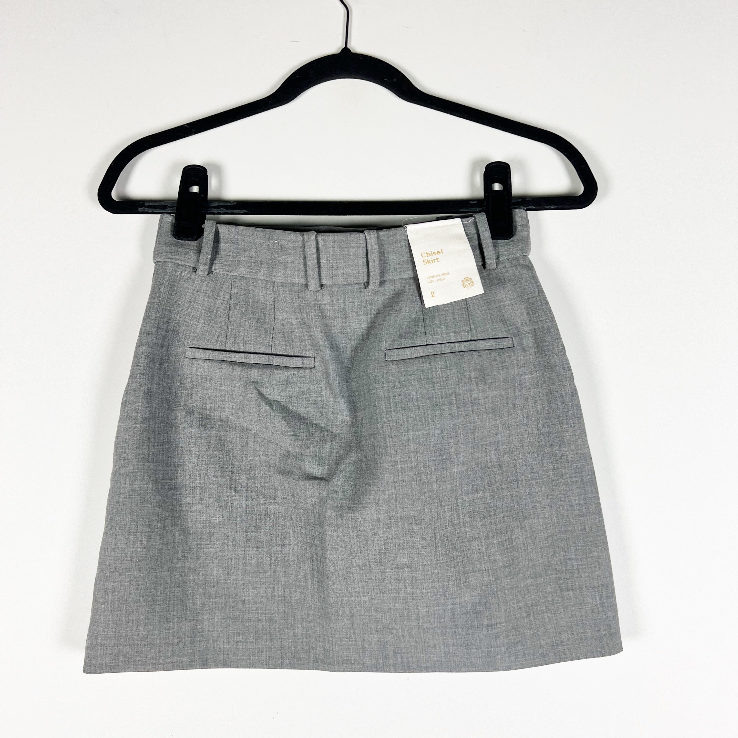 NEW Babaton Aritzia Chisel High Rise Mini Wool Twill Skirt Heather Gray 2