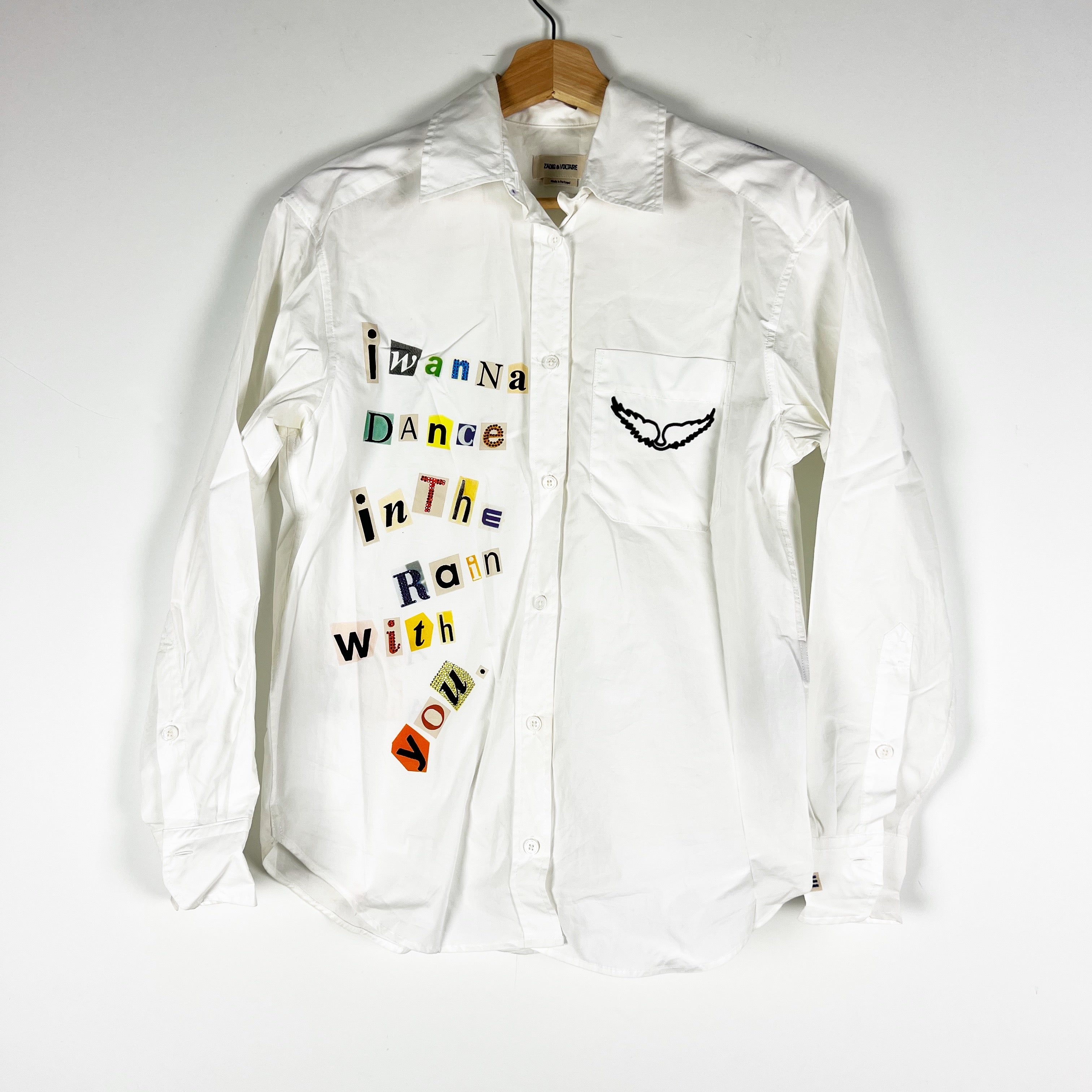 Zadig & Voltaire Women's Tais Pop Heart Graphic Cotton Button-Up Shirt in Blanc