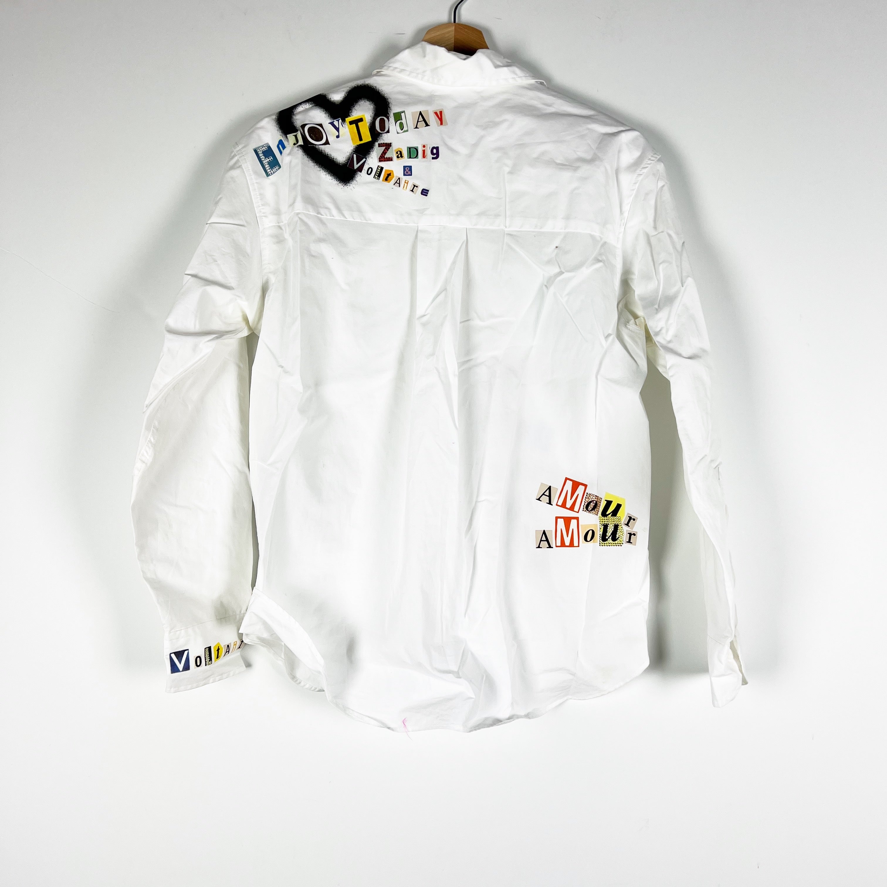 Zadig & Voltaire Women's Tais Pop Heart Graphic Cotton Button-Up Shirt in Blanc