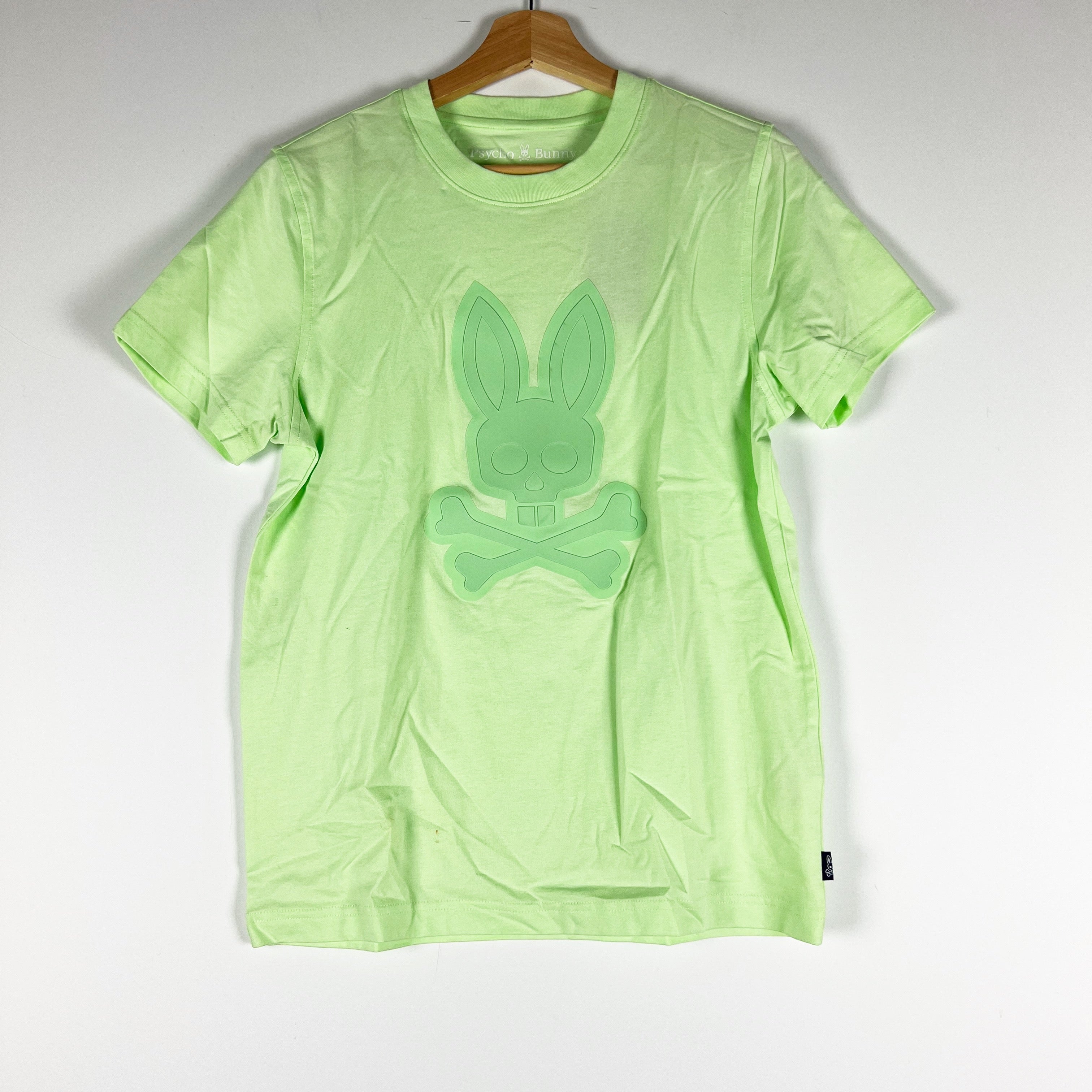 NEW Psycho Bunny Damon Graphic Crew Cotton Short Sleeve Tee Shirt Patina Green