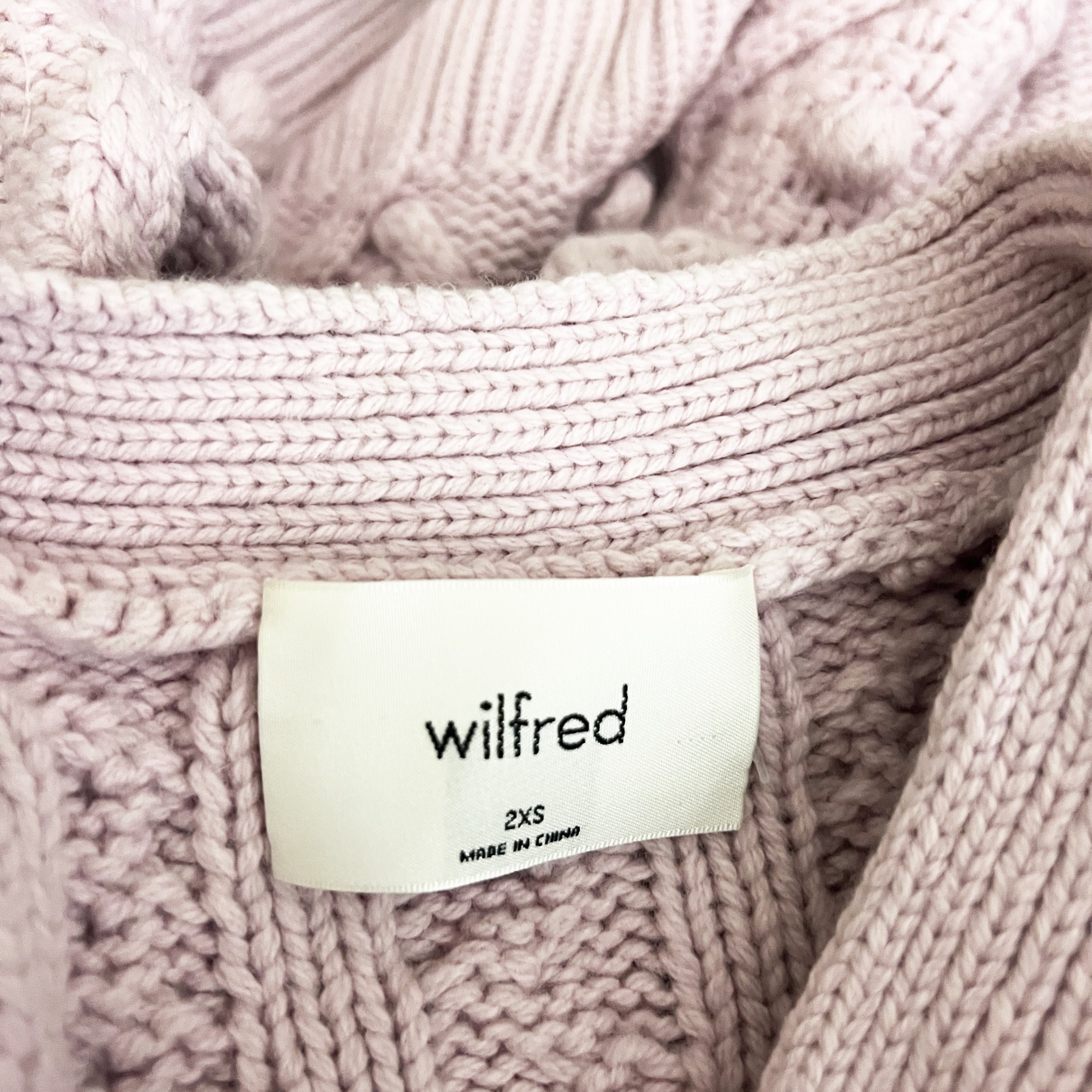 Wilfred Aritzia New Alps Cable Knit Merino Wool Cotton Cardigan Sweater Purple