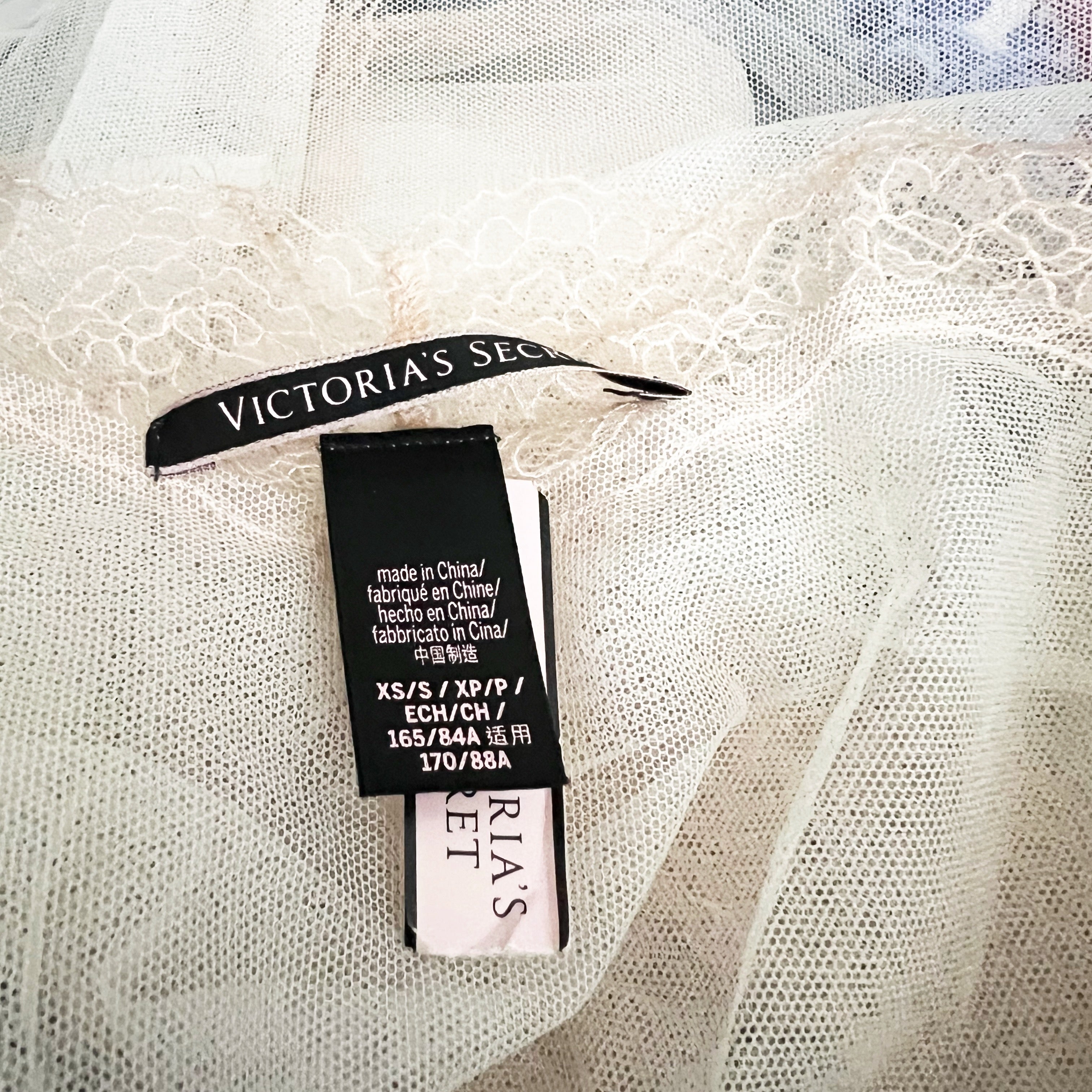 NEW Victoria's Secret Semi Sheer Tulle Mesh Short Sleeve Lace Trim Cardigan Top