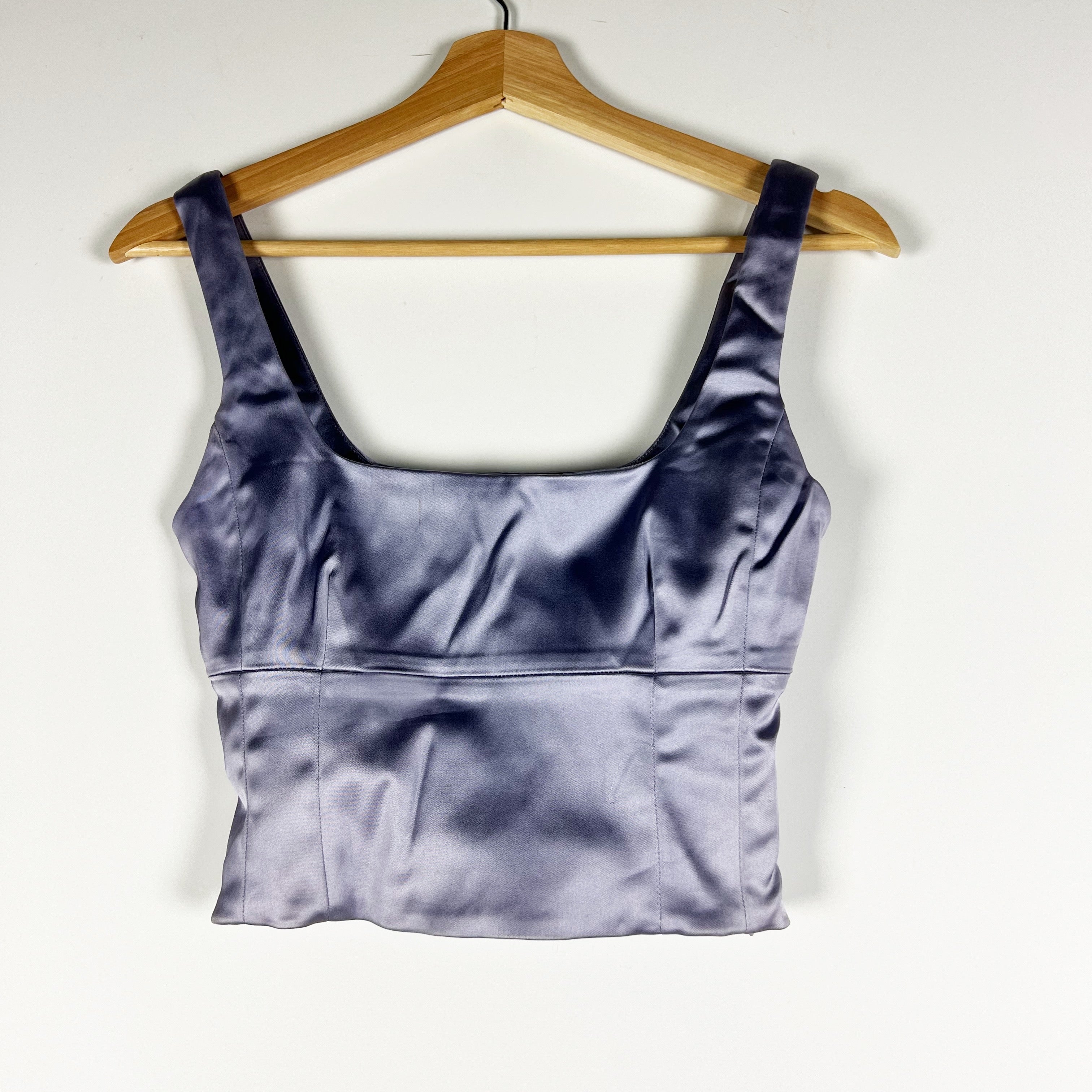 Wilfred Aritzia Shine Bustier Square Neck Sleeveless Satin Tank Top Lavender XS