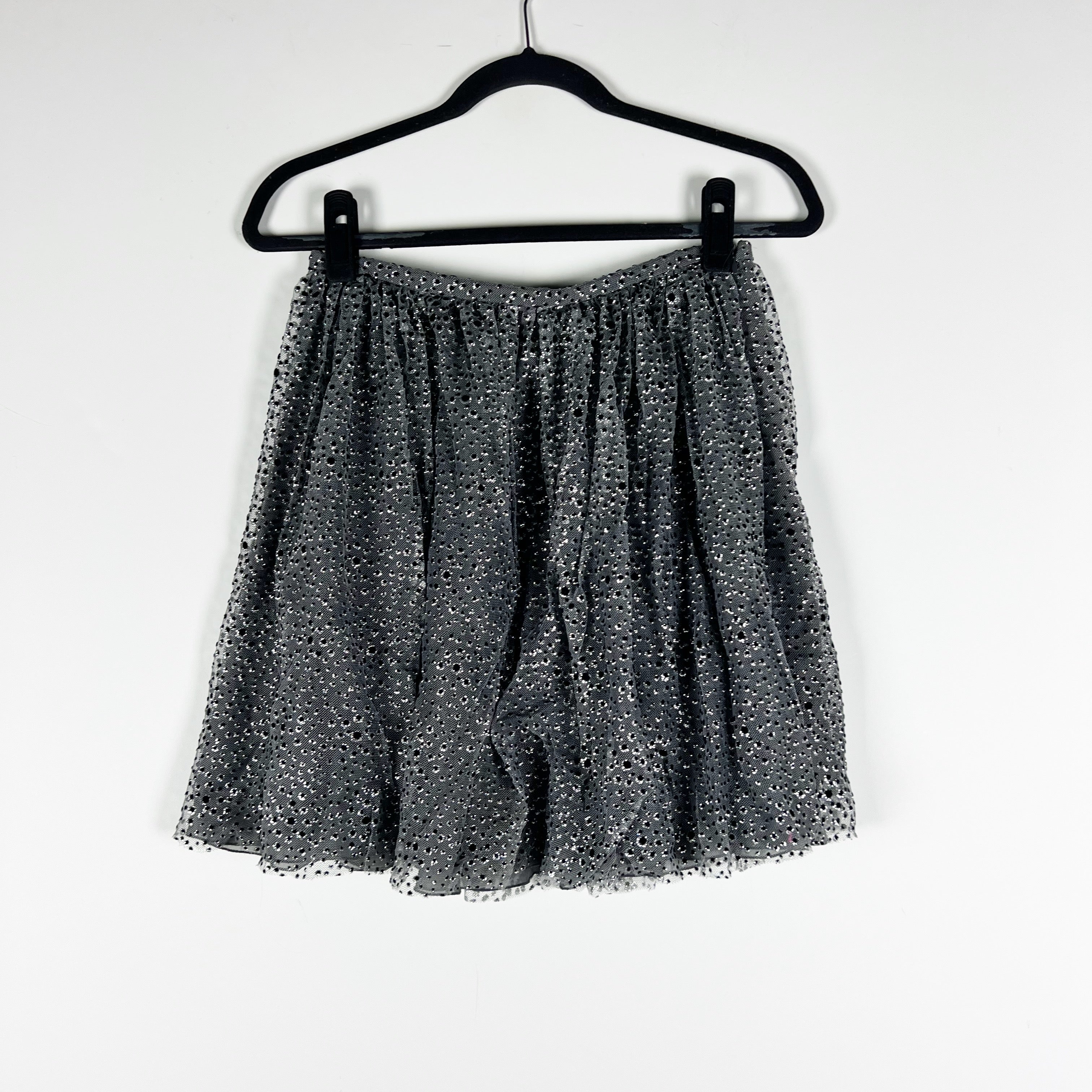 Red Valentino Velvet Velour Glitter Sparkle Silver Tulle Embellished Mini Skirt