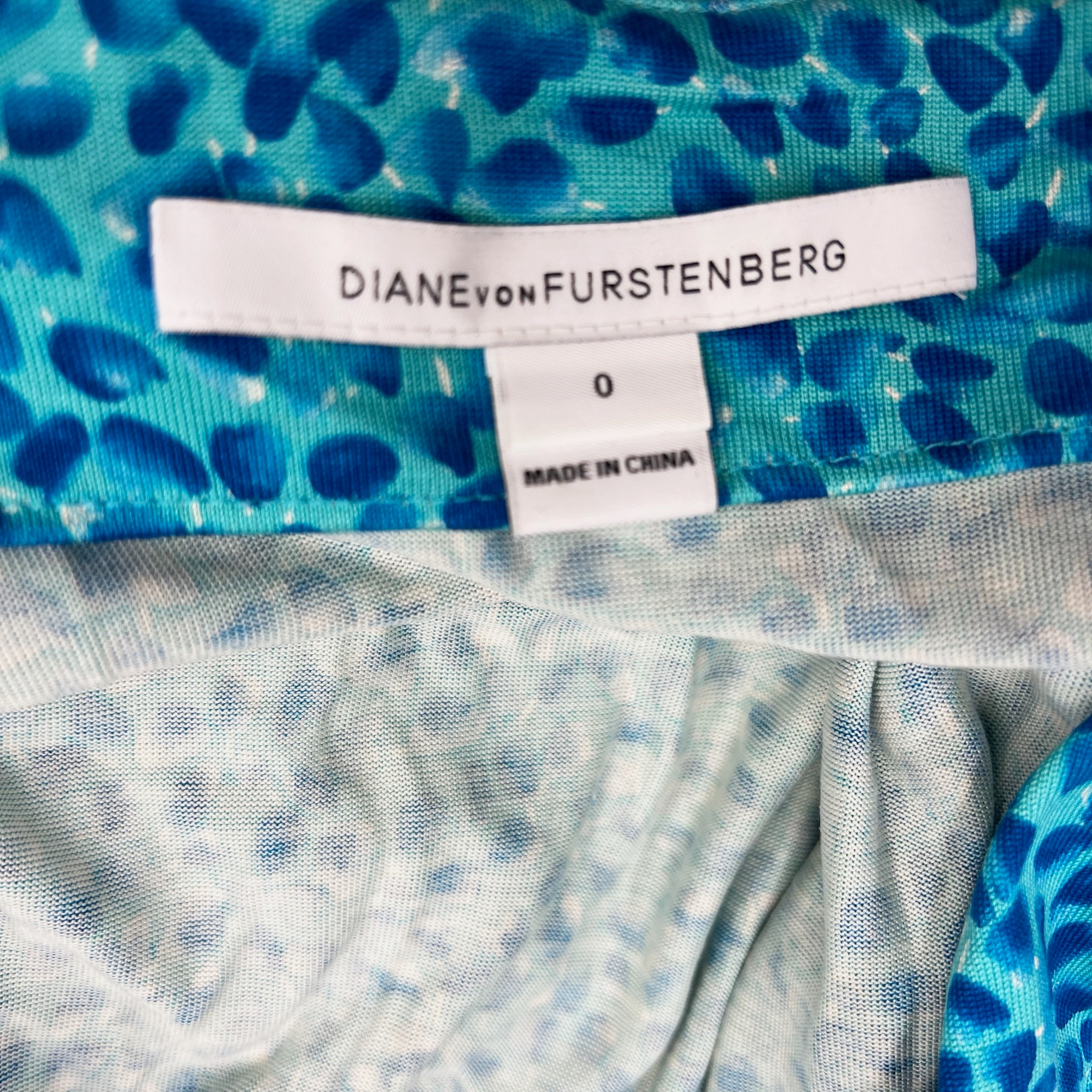 Diane Von Furstenberg Julian Two Silk Jersey Knit Stretch Wrap Mini Dress Blue 0