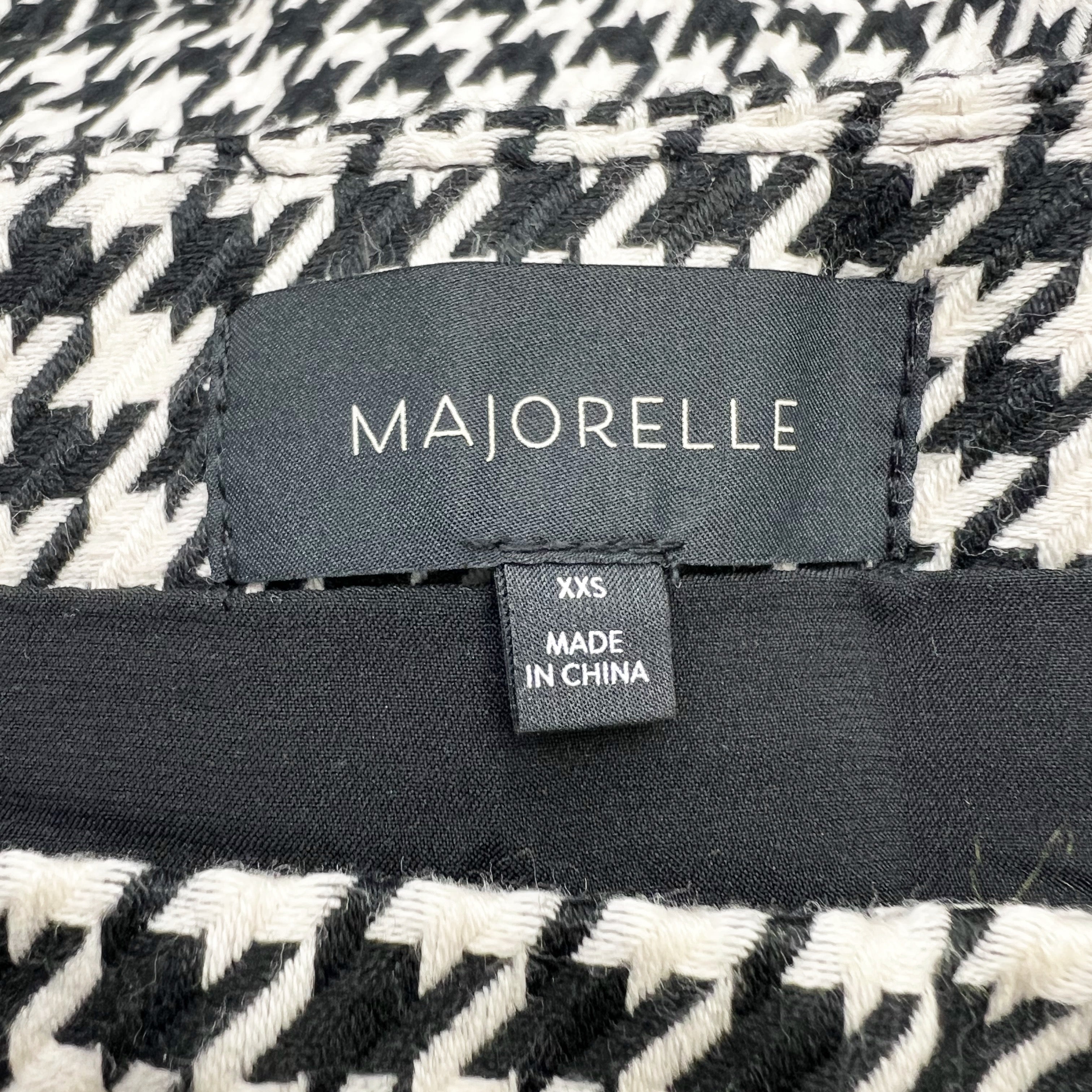 Majorelle Jayla Black White Houndstooth Woven Print Pattern Ruffle Mini Skirt